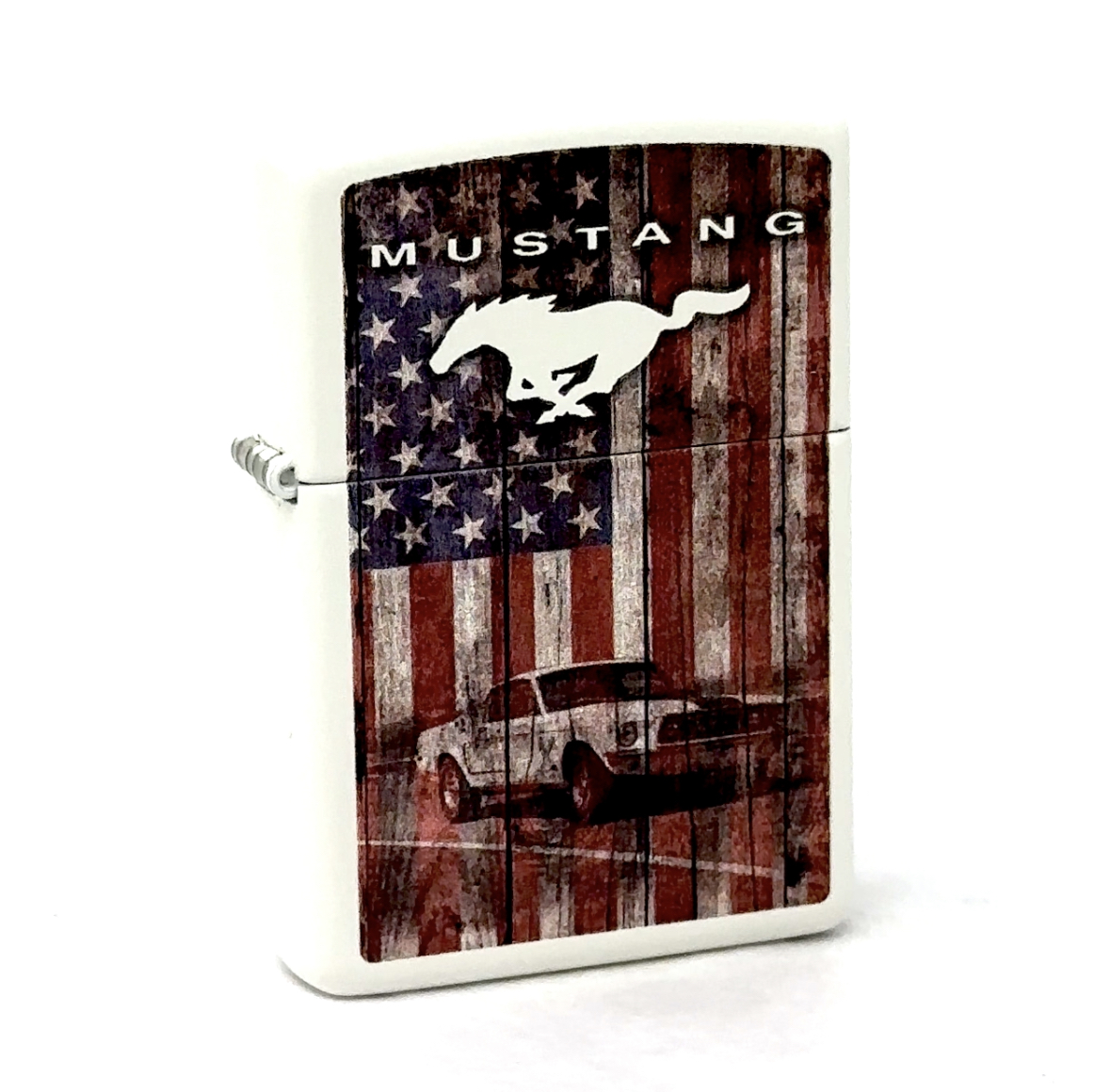 Encendedor Zippo Ford Mustang USA Blanco Mate Antiviento miniatura 7