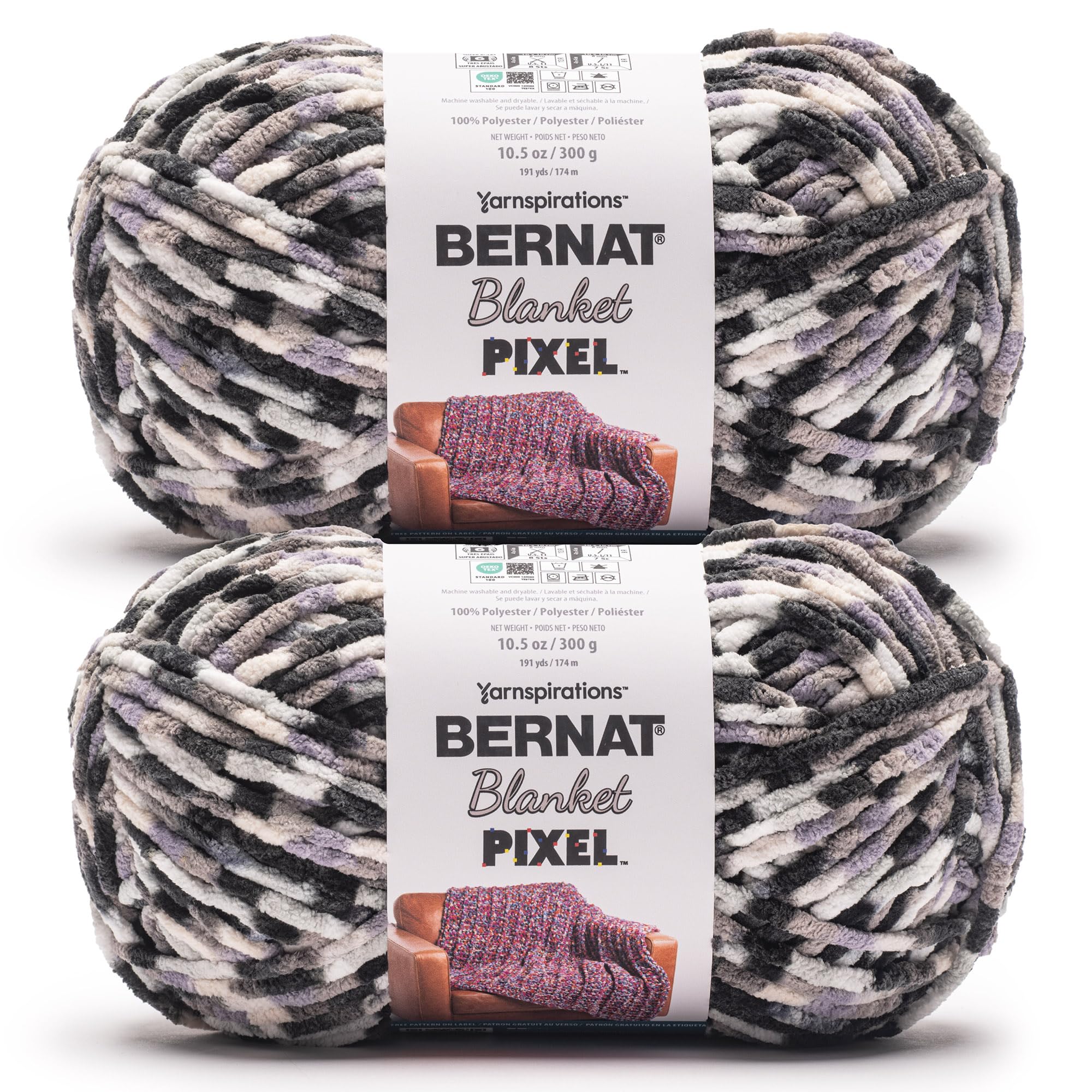 Manta de sofá con lana Bernat Blanket Pixel Gray Days de poliéster grueso para tejer en invierno 1
