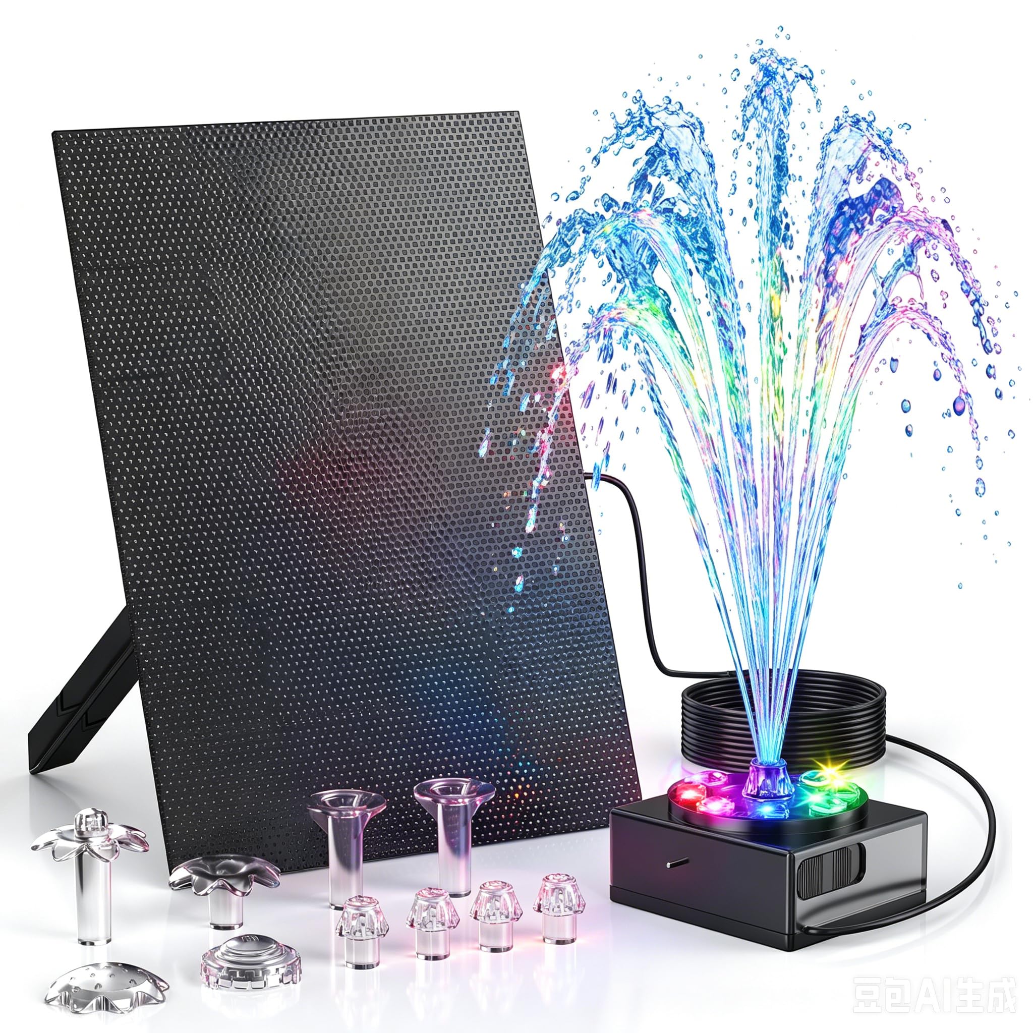 Forever Speed Solarbrunnen mit Akku LED 8W für Teich Garten Vogelbad 100L/H