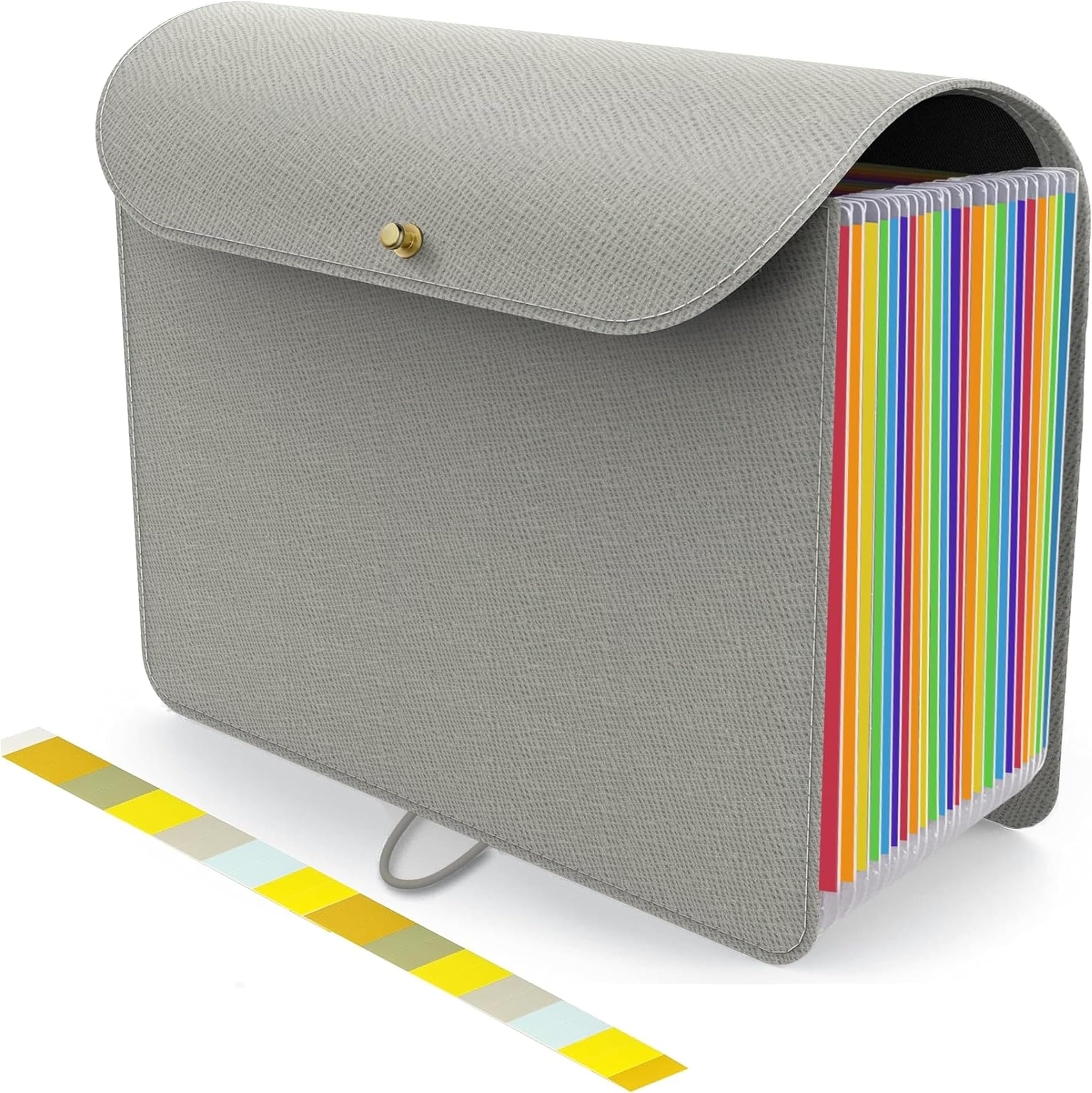NISUN 24 Pockets PU Leather Expanding File Folders, A4/Letter Size Paper Holder, Accordion
