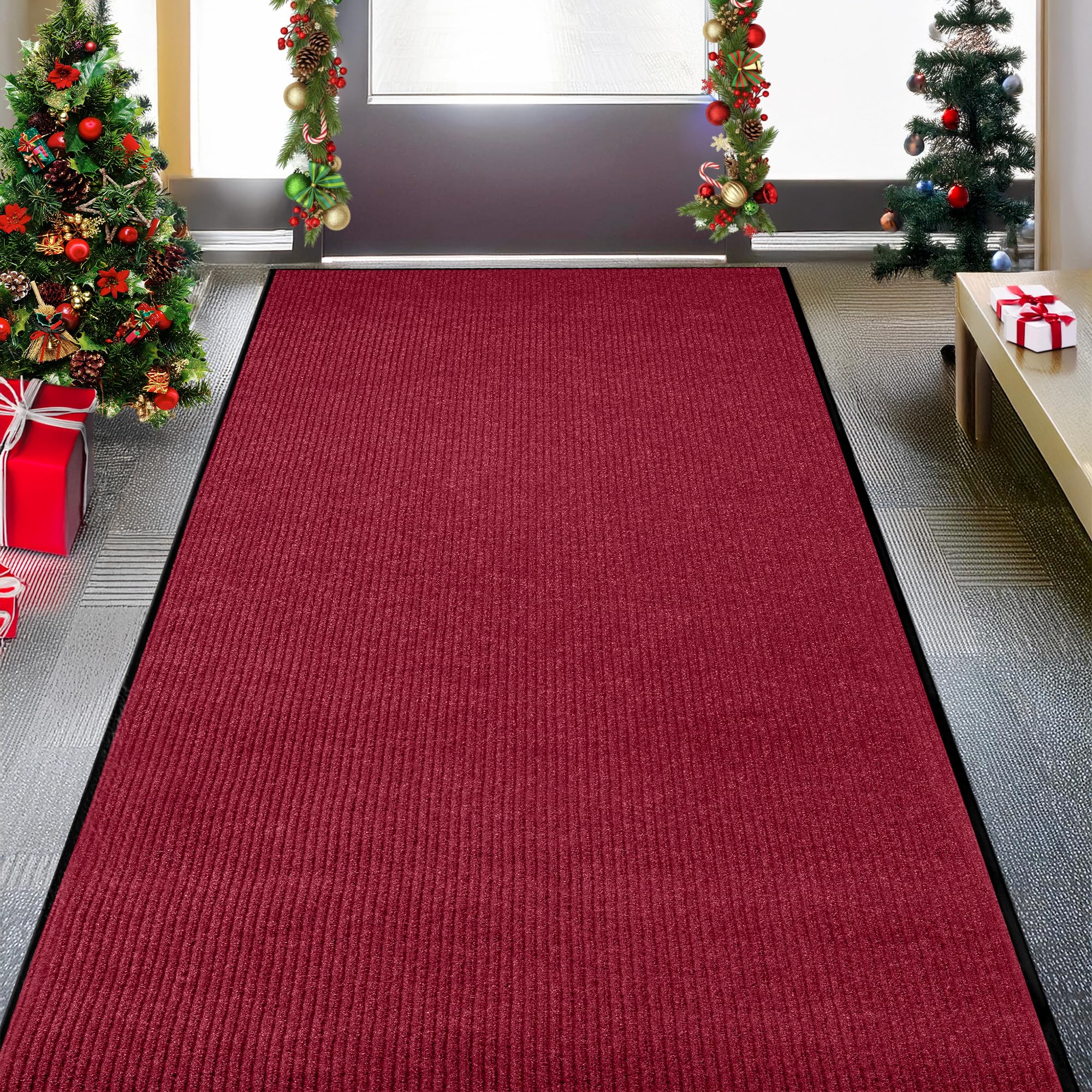 MaxMat® Extra Large Commercial Door Mat, Rubber Border Heavy Duty Door Mat, Waterproof, Low-Profile, Easy to Clean, Rubber Entry Mat. (Red, 3 x 6 feet)