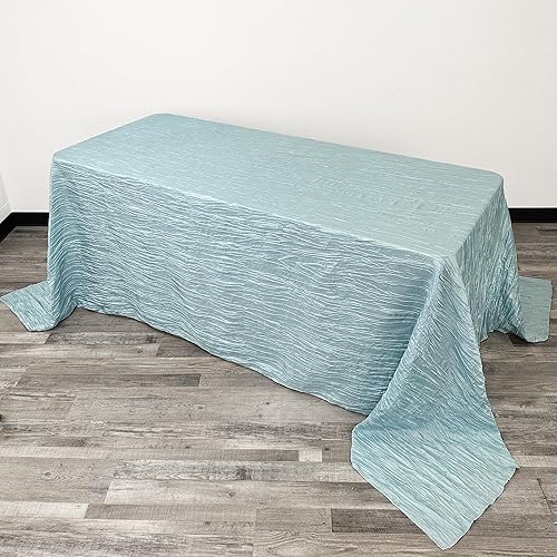 Miniatura 1 de YOUR CHAIR COVERS - Mantel rectangular de tafetán arrugado de 90 x 156 pulgadas, color azul polvoriento, manteles rectangulares para mesas
