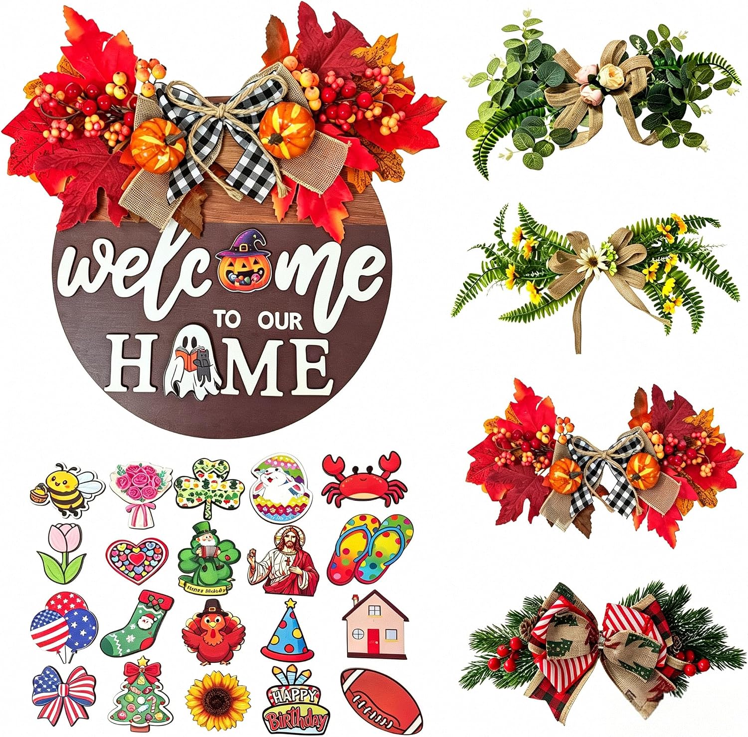 Interchangeable Welcome Wreaths Sign Perfect Housewarming Gift Door Decor