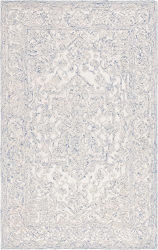 Miniatura 3 de MARTHA STEWART x Safavieh MSR3532M - Alfombra de lana contemporánea, hecha a mano, 8 x 10 pies, color marfil/azul