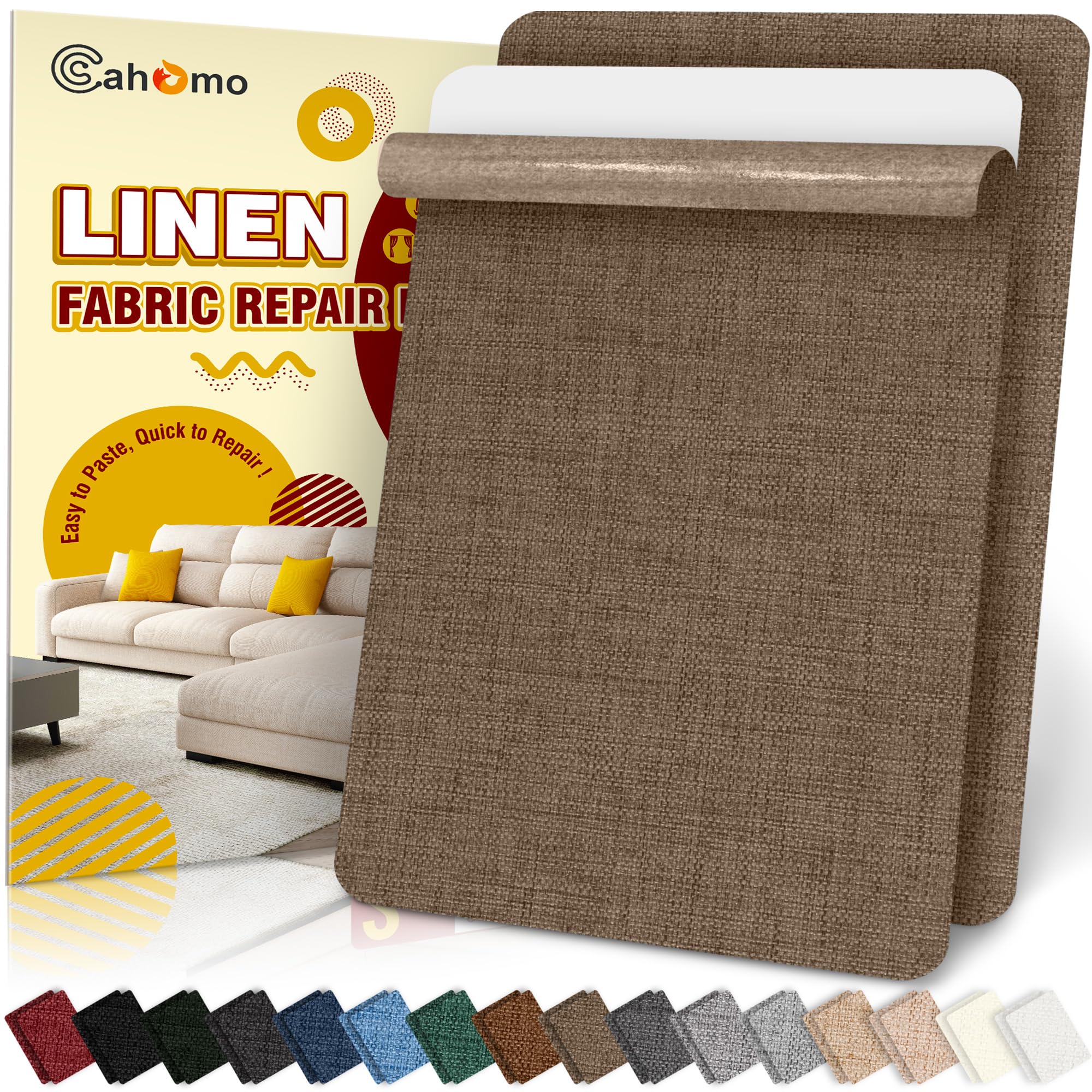 Flicken Selbstklebend Stoff, Cahomo Leinenstoff Patches Selbstklebend, Leinen Reparatur Patches für Sofa, Autositze, Bootssitze, Bürostuhl, Vorhang