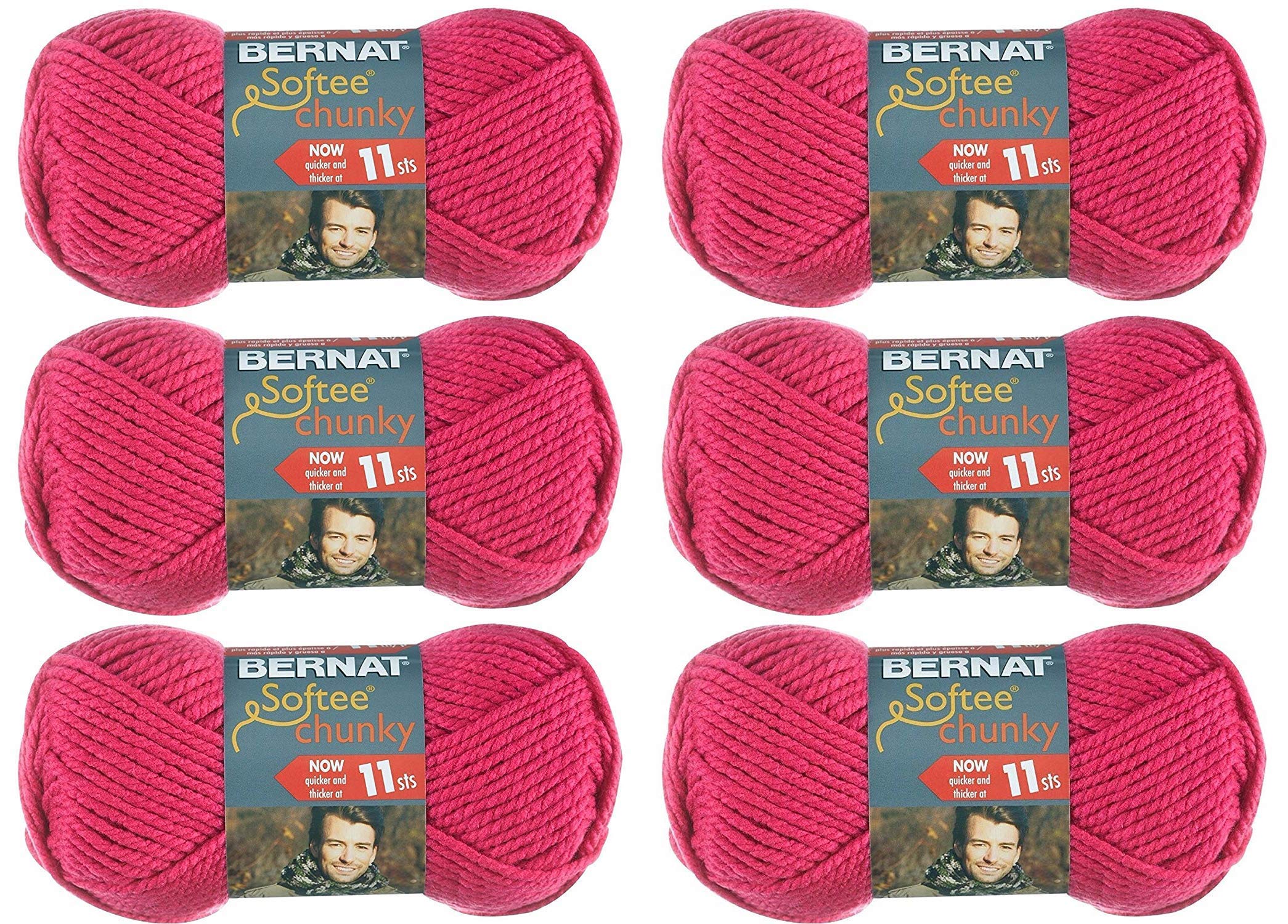 Bernat Hot Pink Softee Chunky- Pack Of 6 Balls - 100G Each Ball