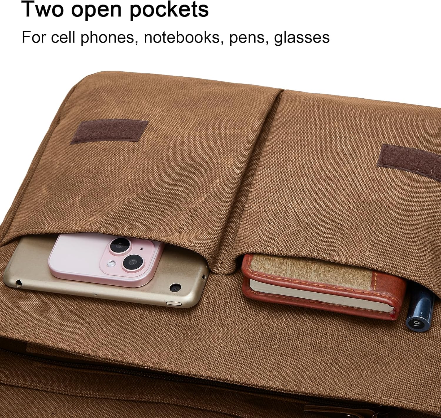 ZHIERNA Canvas Satchel Messenger Bag for Men Women, Vintage Shoulder Crossbody 13.3" Laptop Bag for Work Travel - Image 5