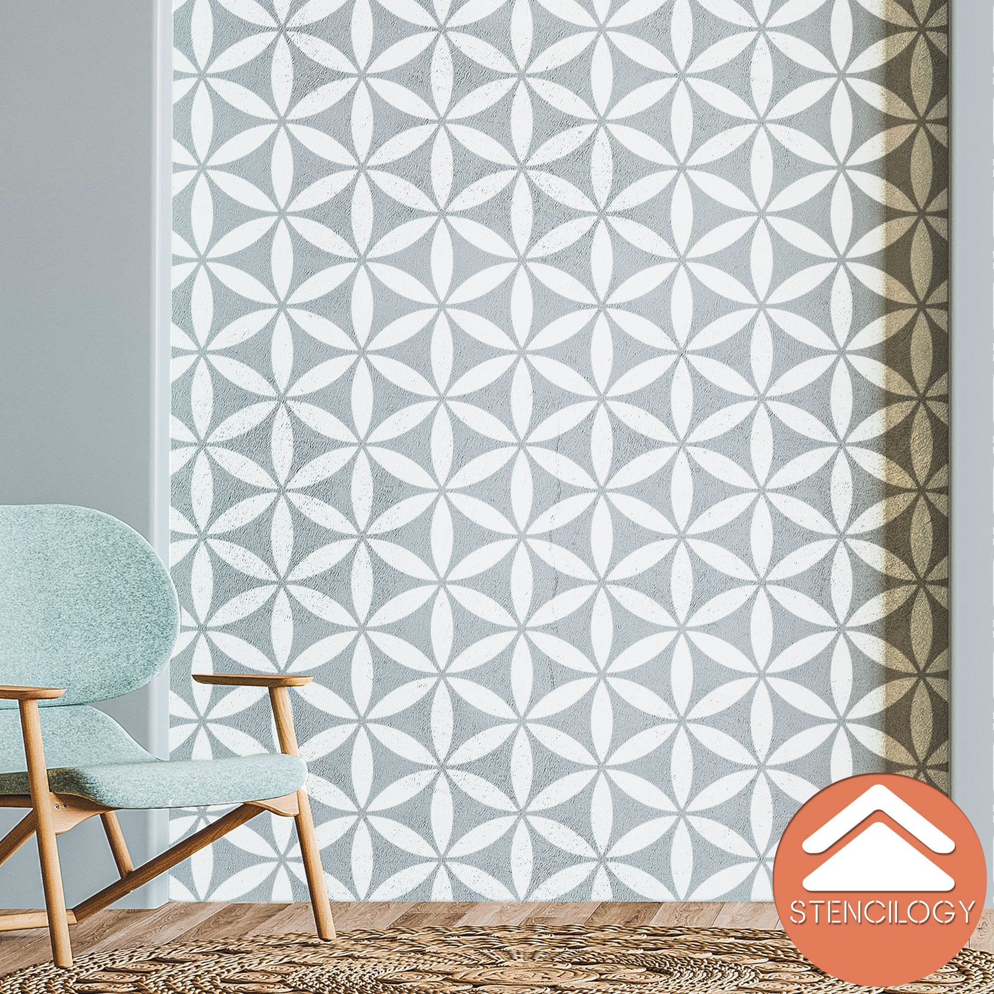 NILE - 58 cm x 96,5 cm XL szablon ścienny, kwiat życia, duże szablony ścienne do malowania, szablony do ścian, duży etniczny szablon ścienny
