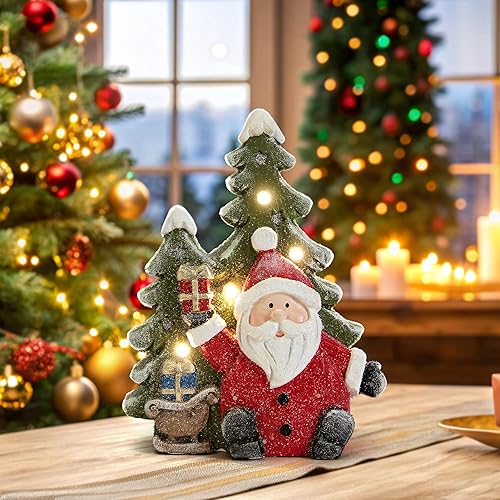 Miniatura 7 de Estatuas de Papá Noel, decoraciones de Navidad para interiores, estatuas de árbol de Papá Noel de Navidad con luces para decoración navideña,