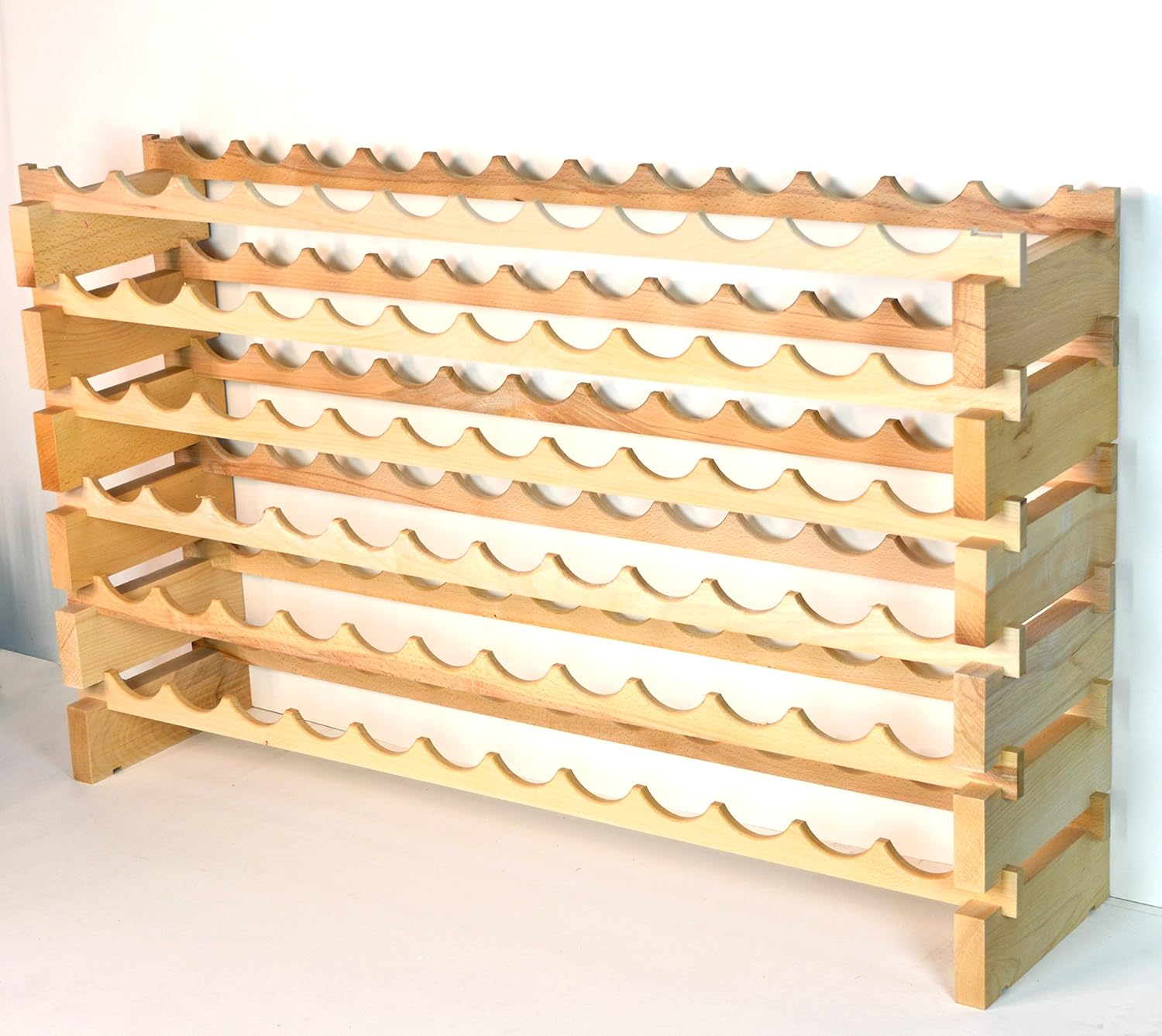 Modular Wine Rack Beachwood 48-144 Bottle Capacity 12 Bottles Across up to 12 Rows Newest Improved Model (72 Bottles - 6 Rows)