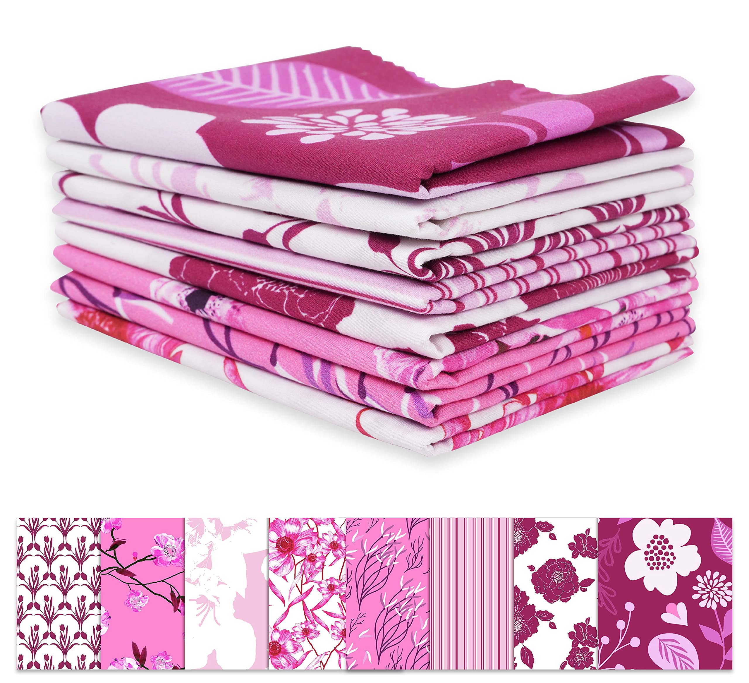 Soimoi 8 Pc Bundle De Puntos De Fate- Floral Imprimir 18"X 22" Patchwork De Brije- Tela 100% Algodon Precortado (Rosado)