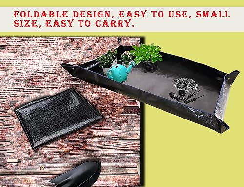 Miniatura 9 de BIUWING Tapete de trasplante de plantas de 39.4 x 39.4 pulgadas, impermeable, tapete de trasplante para suculentas, tapete portátil de jardinería