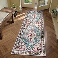 Vista 41 de Lahome Alfombra de camino de cocina lavable con diseño tribal bohemio de 2 x 8 pies, alfombra suave para pasillos, antideslizante, estilo vintage