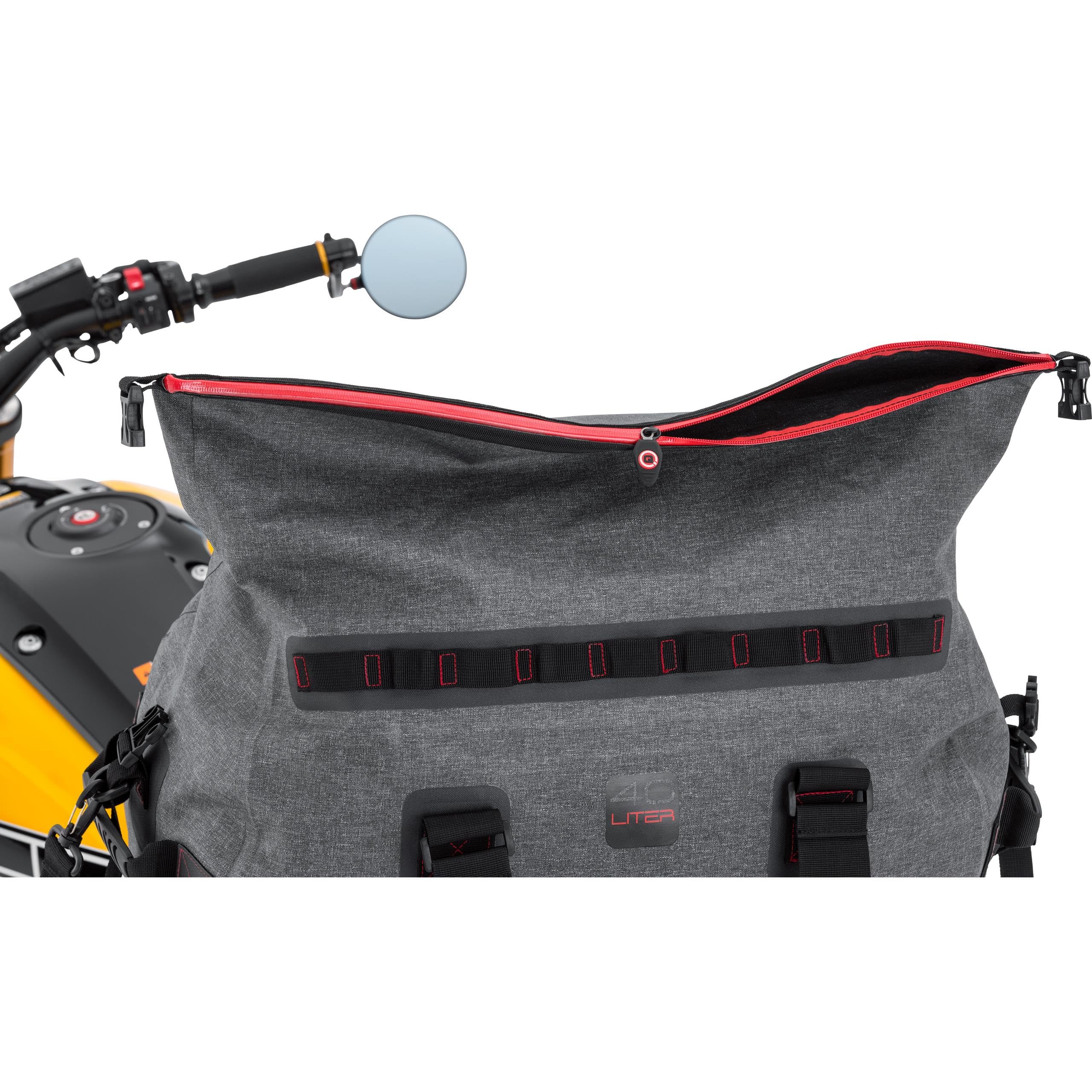 QBAG Hecktasche/Gepäckrolle Wasserdicht 60L - Grau - Motorrad/Roller/Quad schwarz