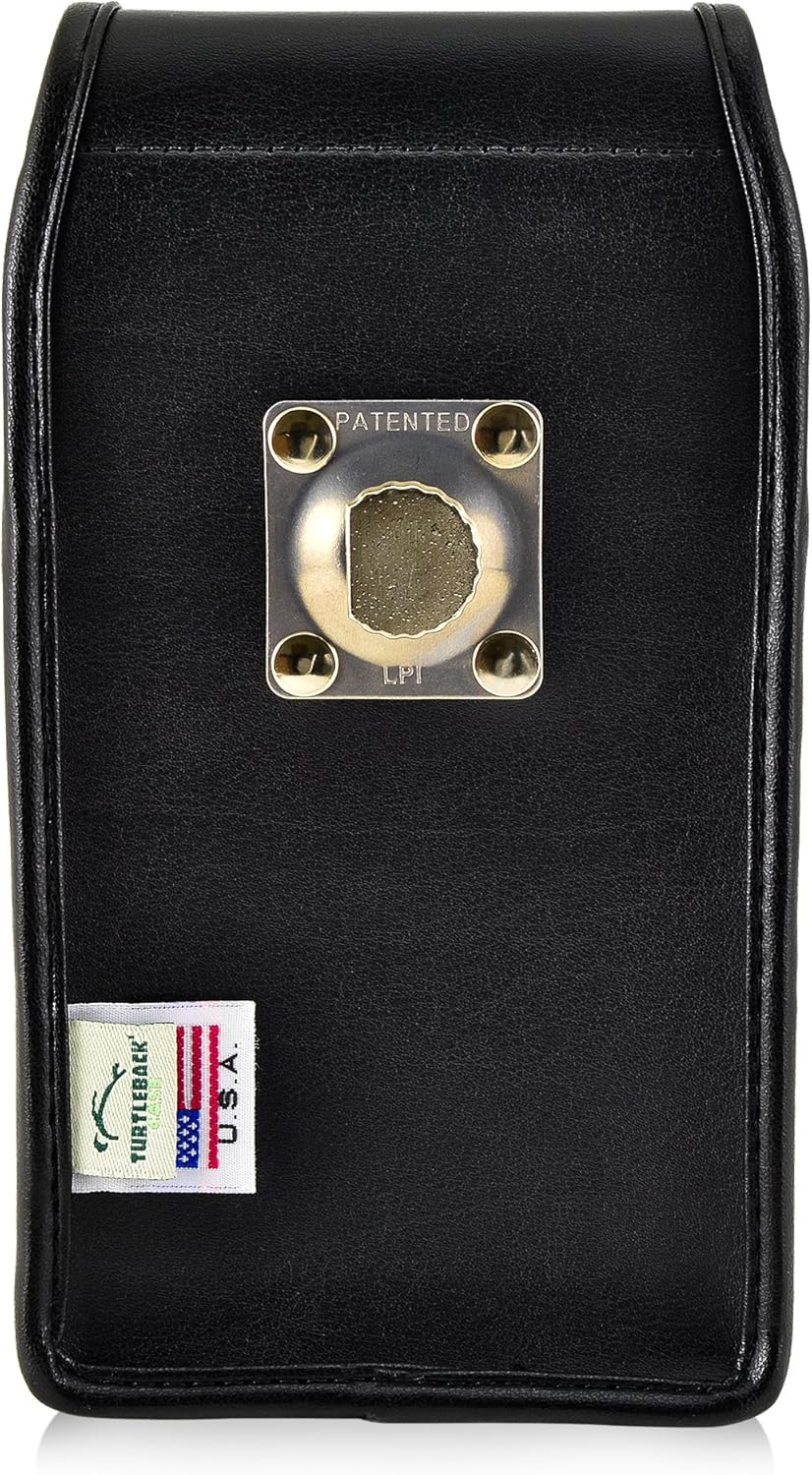 Turtleback Belt Case Made for Samsung Galaxy S8 Plus + Fits w/OB Defender or Bulky Cases, Black Vertical Holster Leather Pouch with Heavy Duty Rotating Ratcheting Belt Clip