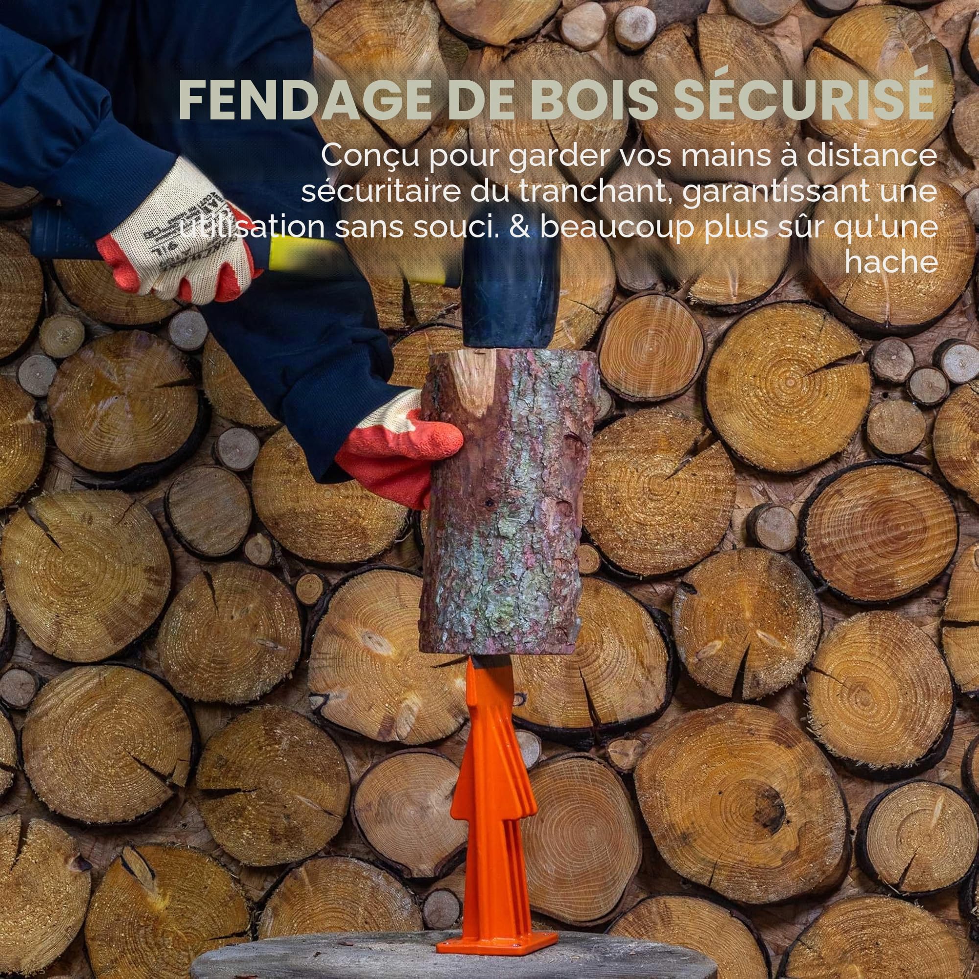 FM9LS Fendeur manuel de bûches de 22,9 cm monté sur la base – Fendeur de bois de chauffage et de petit bois – Léger, portable et sûr pour fendre le bois efficace et précis – Aucune alimentation