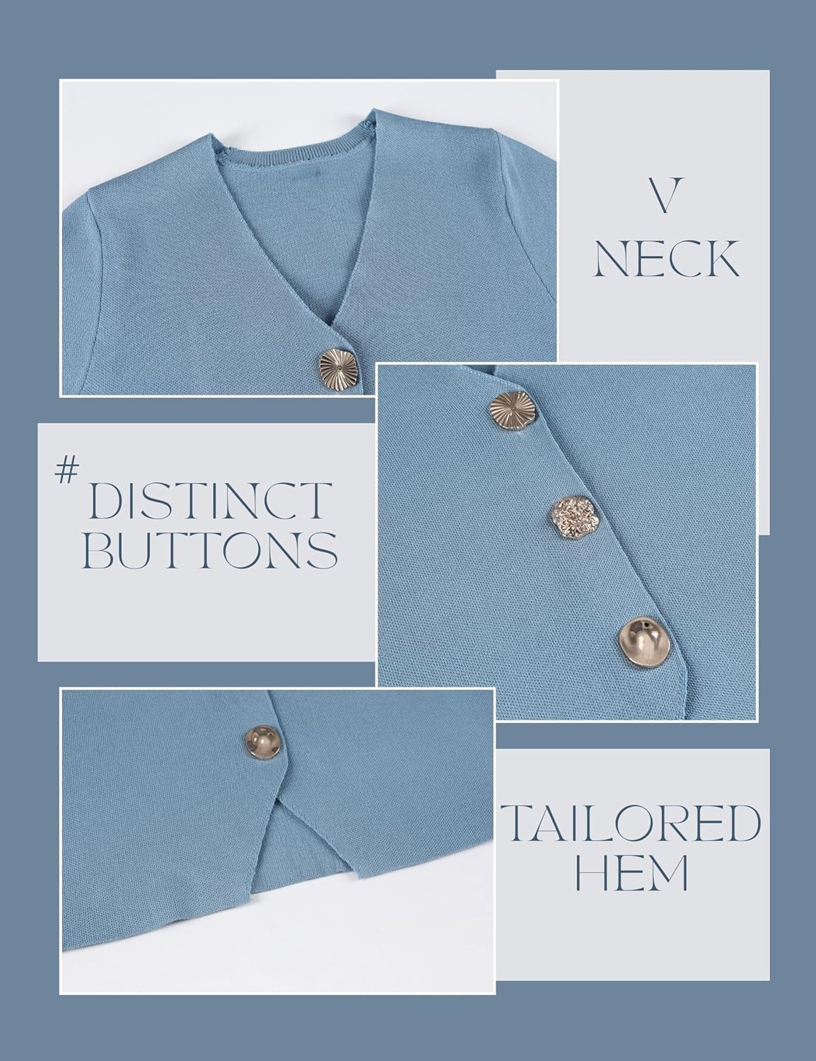 Daacee Women’s Short Sleeve Cardigan Sweaters Trendy V Neck Snap Gold Buttons Structured Cropped Cardigans Knit Tops - Image 5