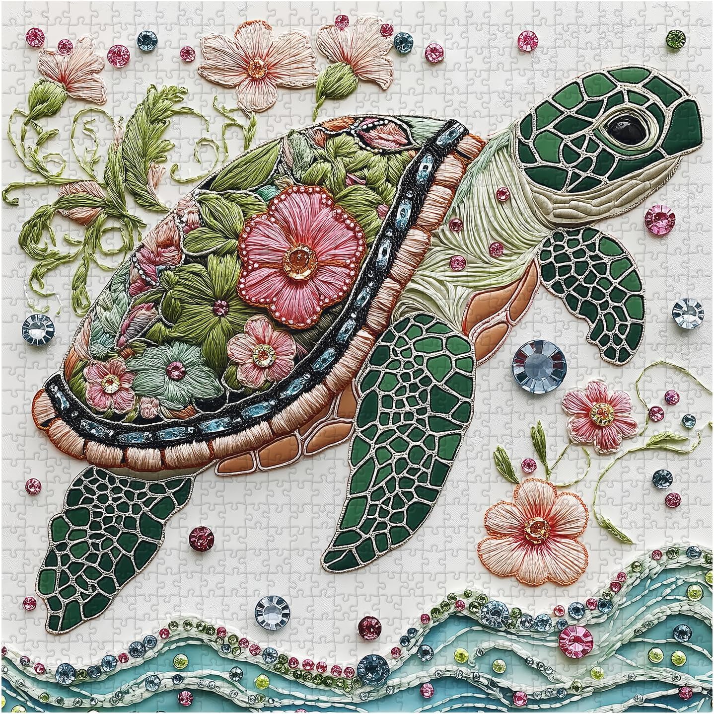 PICKFORU Sea Turtle 1000 Piece Puzzle for Adults, Wave Spirit Jigsaw Puzzle 1000 Pieces, Nature Animal Art Puzzles as Home Decor