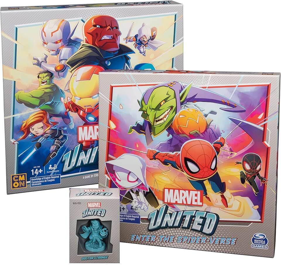 Spin Master Games Marvel United, Superhero Card Strategy Board Game Comic Bundle with Spiderman and Dr. Strange Expansion, for Adults & Kids Ages 14+ (Amazon Exclusive)