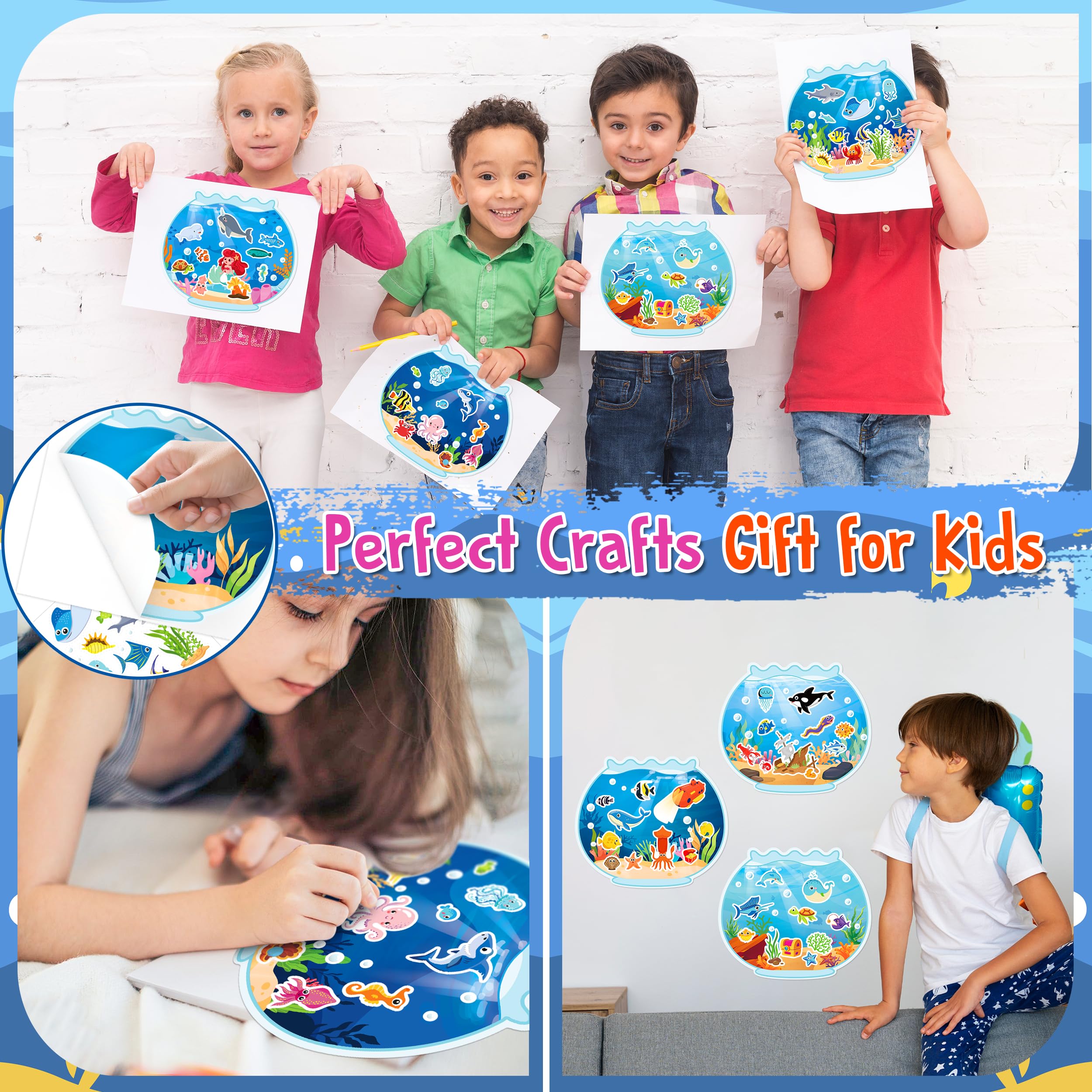 kortes Ocean Animal Face Sticker - 30 PCS Sea Animal Aquarium Scene Make a Face Sticker Sheets for Kids Make Your Own Sea Fish Tank Scene Craft Games for Kids Classroom Activities - Image 6
