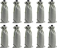 Vista 10 de 10 bolsas de vino de arpillera beige, 5.9 inx13.8 in/6.0"x14.0'' Cordón y forro Bolsas de arpillera para botella de vino, bolsas de regalo