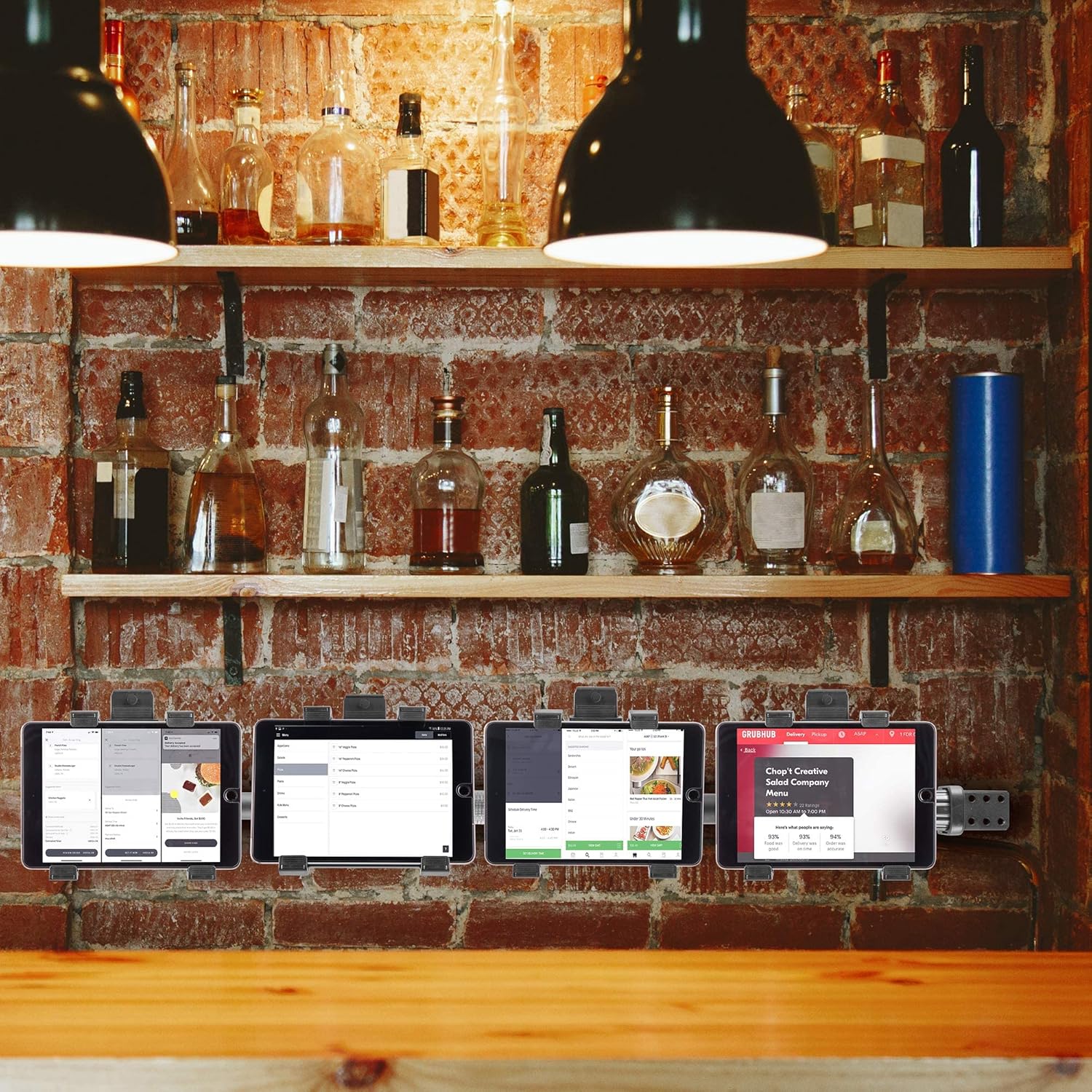iBOLT TabDock Point of Purchase Wall Mount - with 4 Tablet Holders Perfect for Multiple delivery Applications (DoorDash, Uber eats, Postmates, etc.) Fits 7 to 10 inch Tablets