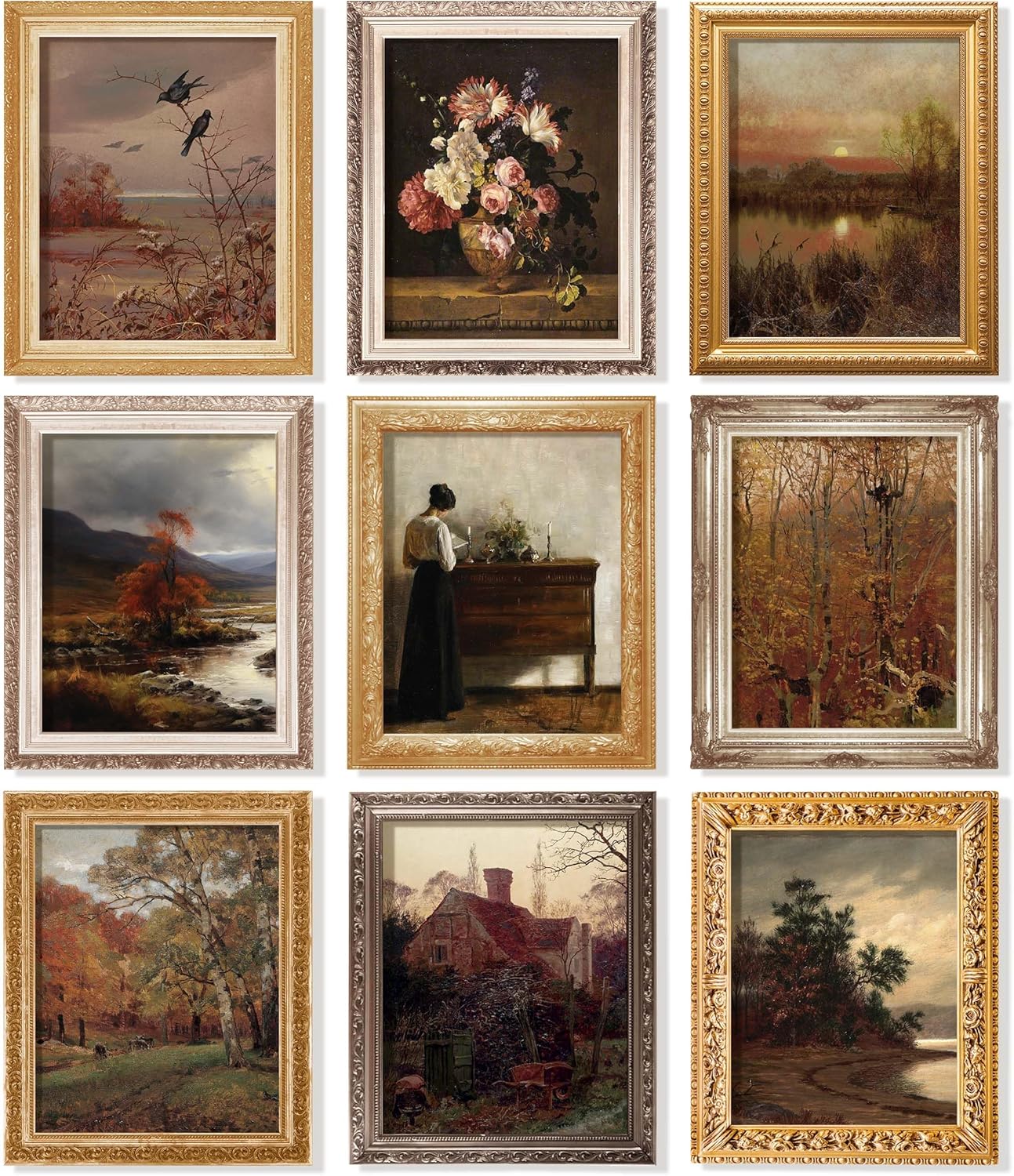 97 Decor Vintage Wall Art Decor – Vintage Fall Prints, Rustic Farmhouse Wall Decor, Neutral Autumn Landscape Pictures French Country Posters For Home Bedroom Living Room Decorations (8×10 Unframed)