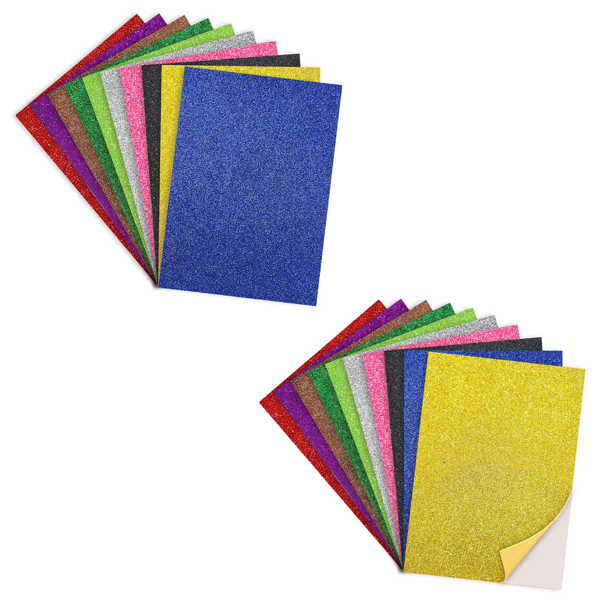 Lakeer Combo Pack A4 Glitter Foam Self Adhesive Sheets 2 mm Pack of 10 Sheets +A4 Glitter Foam Sheets 2 mm Pack of 10 Sheets Scrapbooking, Craft Projects, Decorations, Multicolour-image-18
