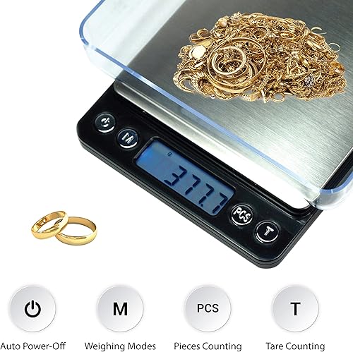 Miniatura 2 de Horizon ACCT-500 - Báscula digital de bolsillo de alta precisión de 17.64 oz por 0.00 oz con bandejas