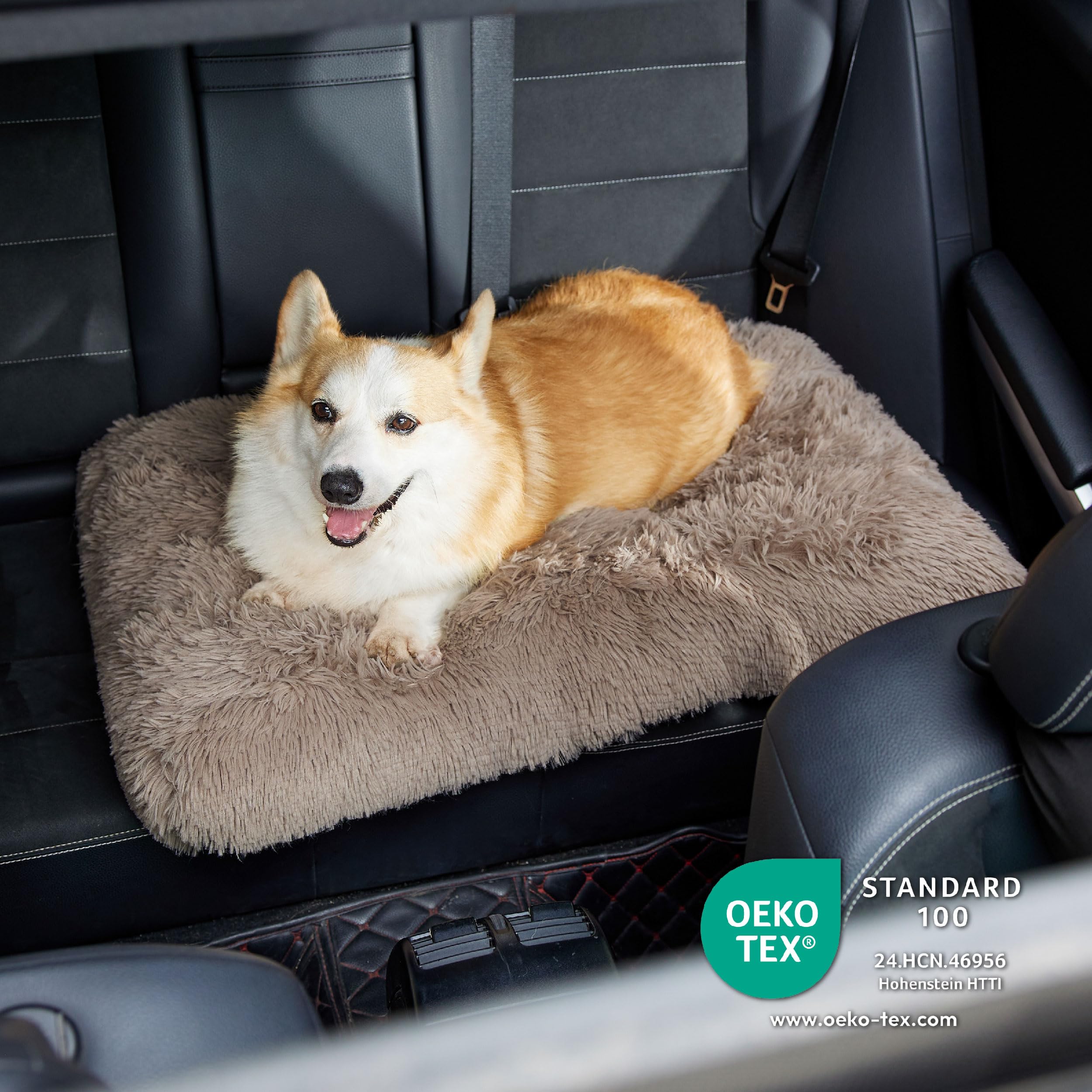 Bedsure Hondenbenchmatras voor Kleine Honden - Zachte Wasbare Matras voor Binnenshuis Puppy's en Katten, Ontspannend Anti-Stress Kussen met Antislip Onderkant, Donkergrijs, 61 x 45 cm