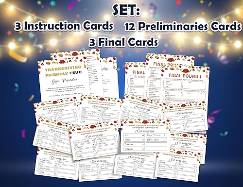 Miniatura 5 de QOFO Friendly Feud - Divertido juego de adivinar las mejores respuestas, día de Acción de Gracias y noche de juegos familiares, 15 cartas de trivia