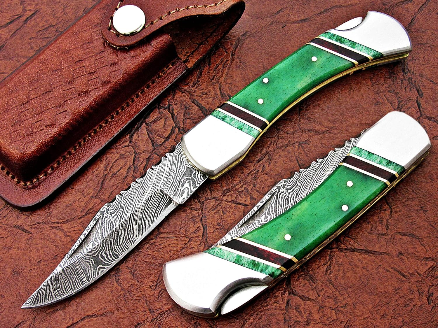 Handmade Damascus Steel Pocket Folding Knife/Pocket Knife AA-15271 to 15275 Back Lock