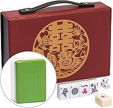 Yellow Mountain Imports Set di Mahjong Cinese Oasi di Bambù con 146 Tessere Piccole e Custodia in Vinile Rosso — Solo per Gioco in Stile Cinese [「竹林綠洲」中國麻將]