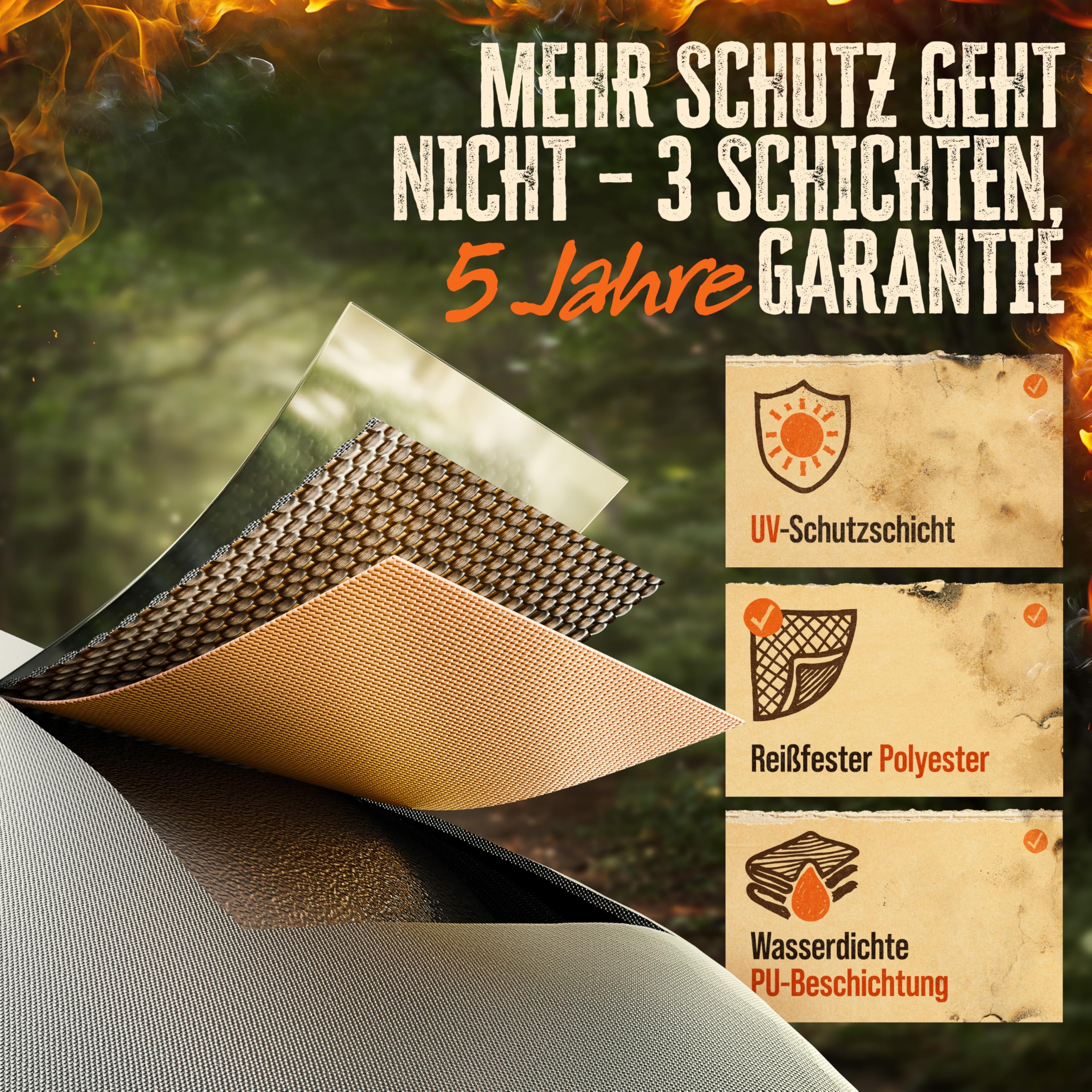 AMZBBQ® Premium Grillabdeckung wetterfest - 135 x 115 x 65 cm - 100% wasserdichte Abdeckhaube für Gasgrill - Grillhaube für Weber Spirit E-310 & E-320 / Rösle Videro G3 / Enders Boston & Monroe ProX 3