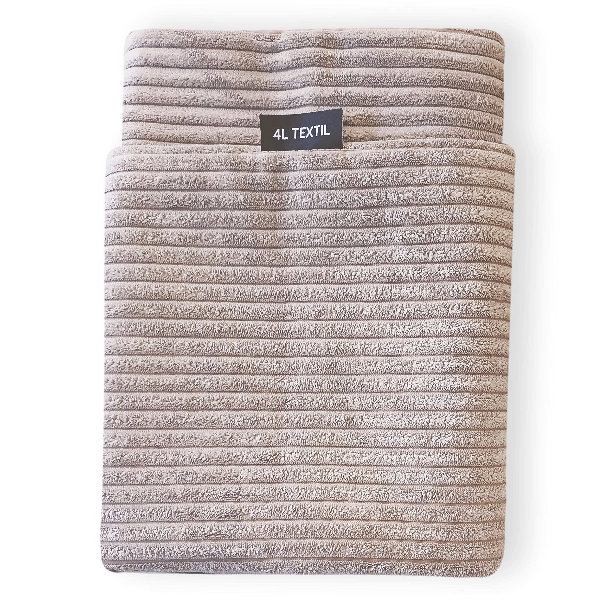 4L Textil Molly Hundekissen Waschbar Mit Bezug und Reißverschluss für Große Hunde - Hundematte Liegekissen Waschbares Hundebett (Ersatzbezug 80x60 cm, Latte Stripes)