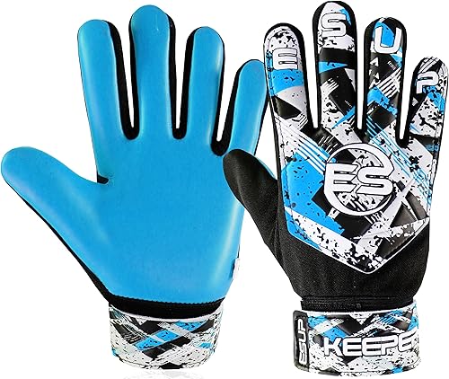 Esup Guantes de portero de fútbol  Guantes de portero de fútbol funky para niños y jóvenes con látex de 0.157 in para un súper agarre y protección