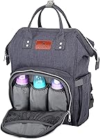 Vista 1 de RAJRANG Mini bolsa de pañales para bebé para mujer, mochila para pañales, organizador de viaje, pequeña, ligera, gris carbón, 18 x 15 x 7 pulgadas