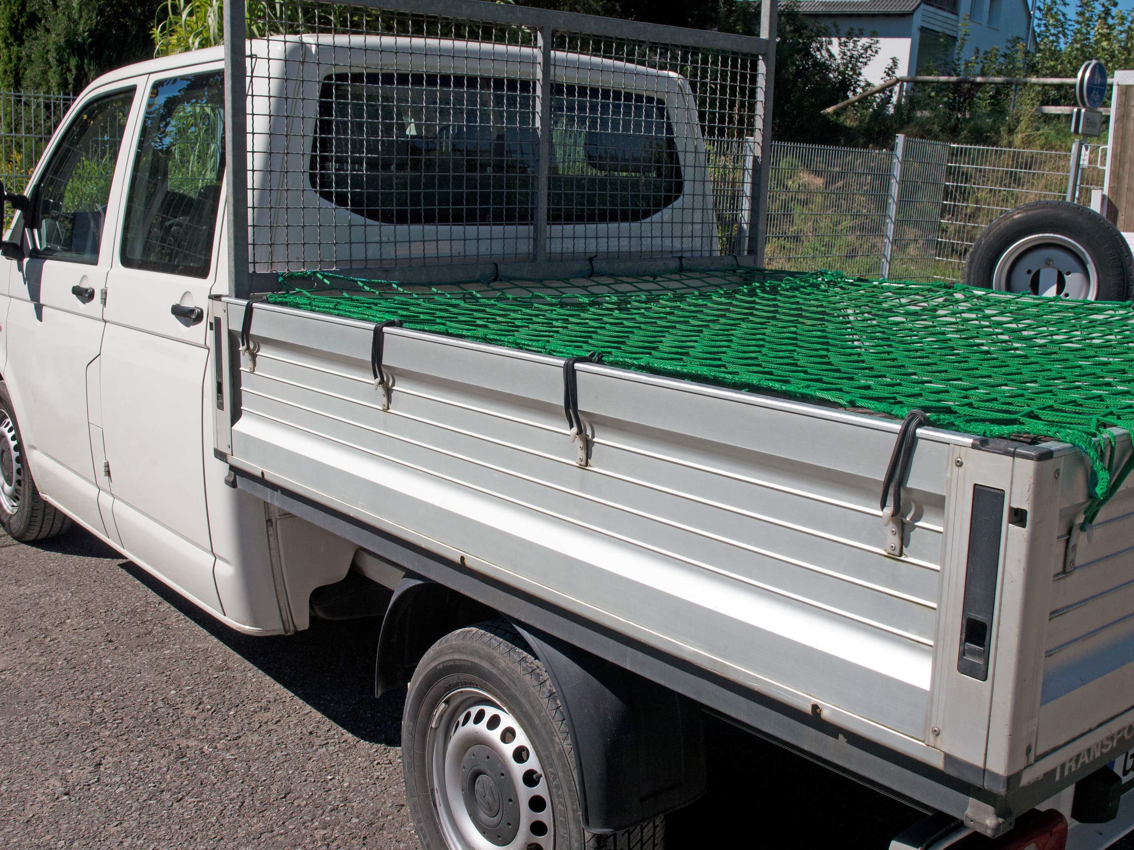 Abdecknetz für PKW-Anhänger, Pritschen und Container 8,0 x 3,5 Meter Grün