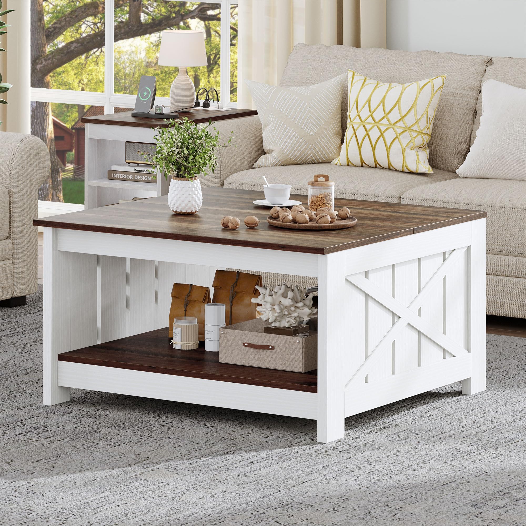 Snapklik.com : YITAHOME Farmhouse Coffee Table