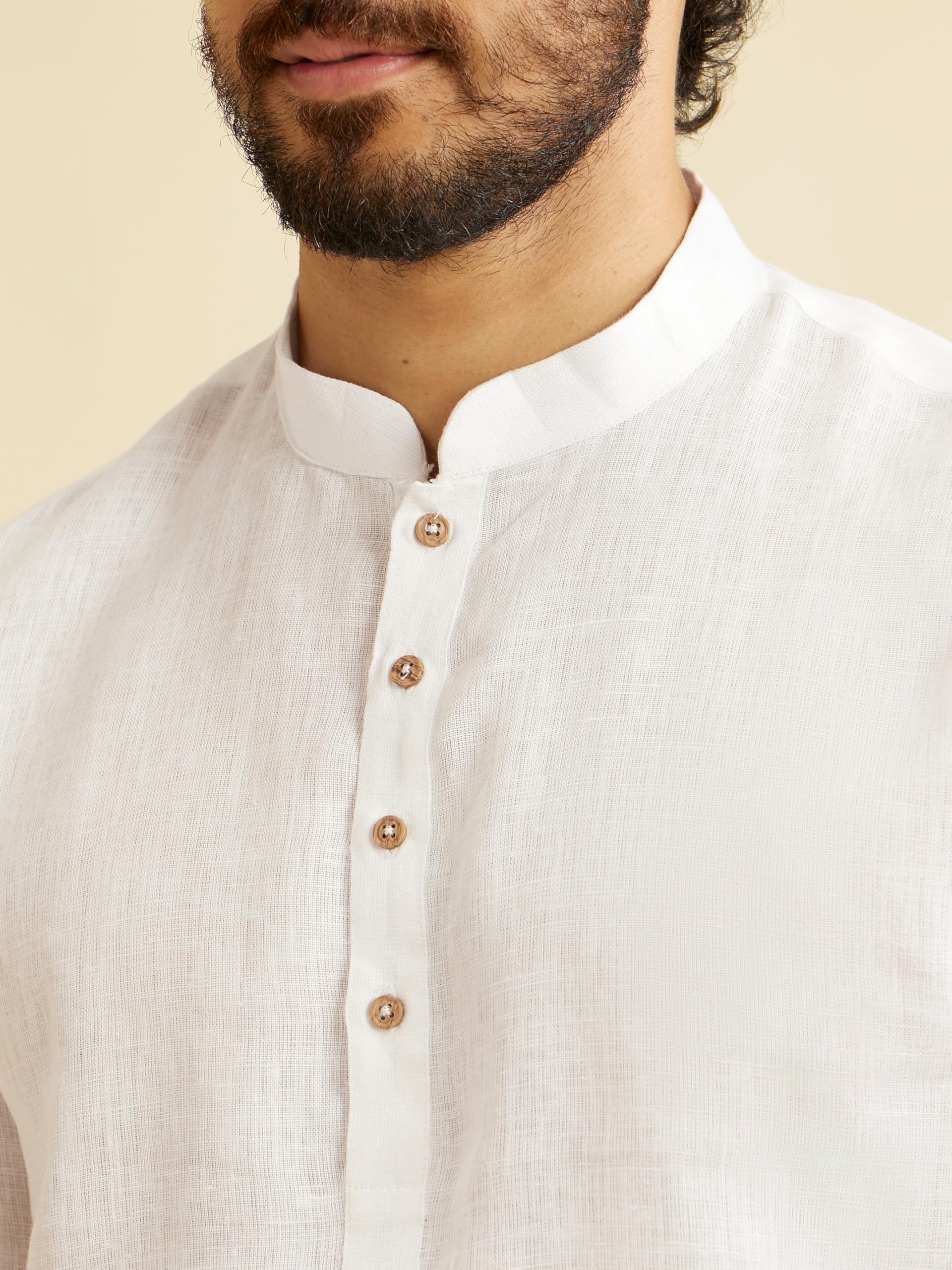 Manyavar Męskie spodenki Kurta Solid Linen (1 szt.)