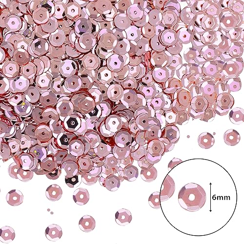Miniatura 3 de Mandala Crafts 20000 lentejuelas de oro rosa para manualidades, lentejuelas paillettes de 0.236 pulgadas para costura, lentejuelas redondas de