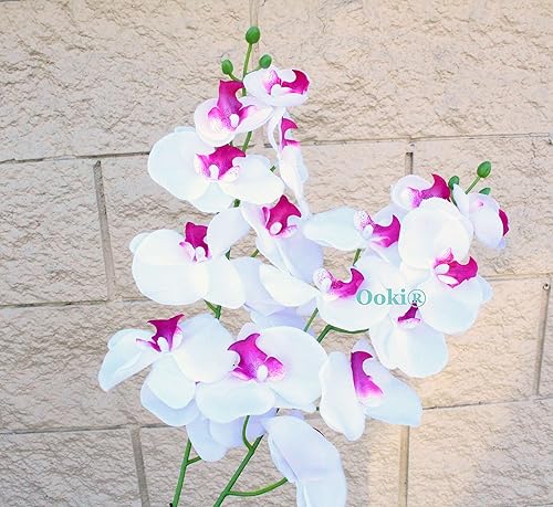 Hermosas ramas artificiales de orquídea Phalaenopsis coloridas de 33 pulgadas, tallos de flores para decoración del hogar, oficina, boda, no centro