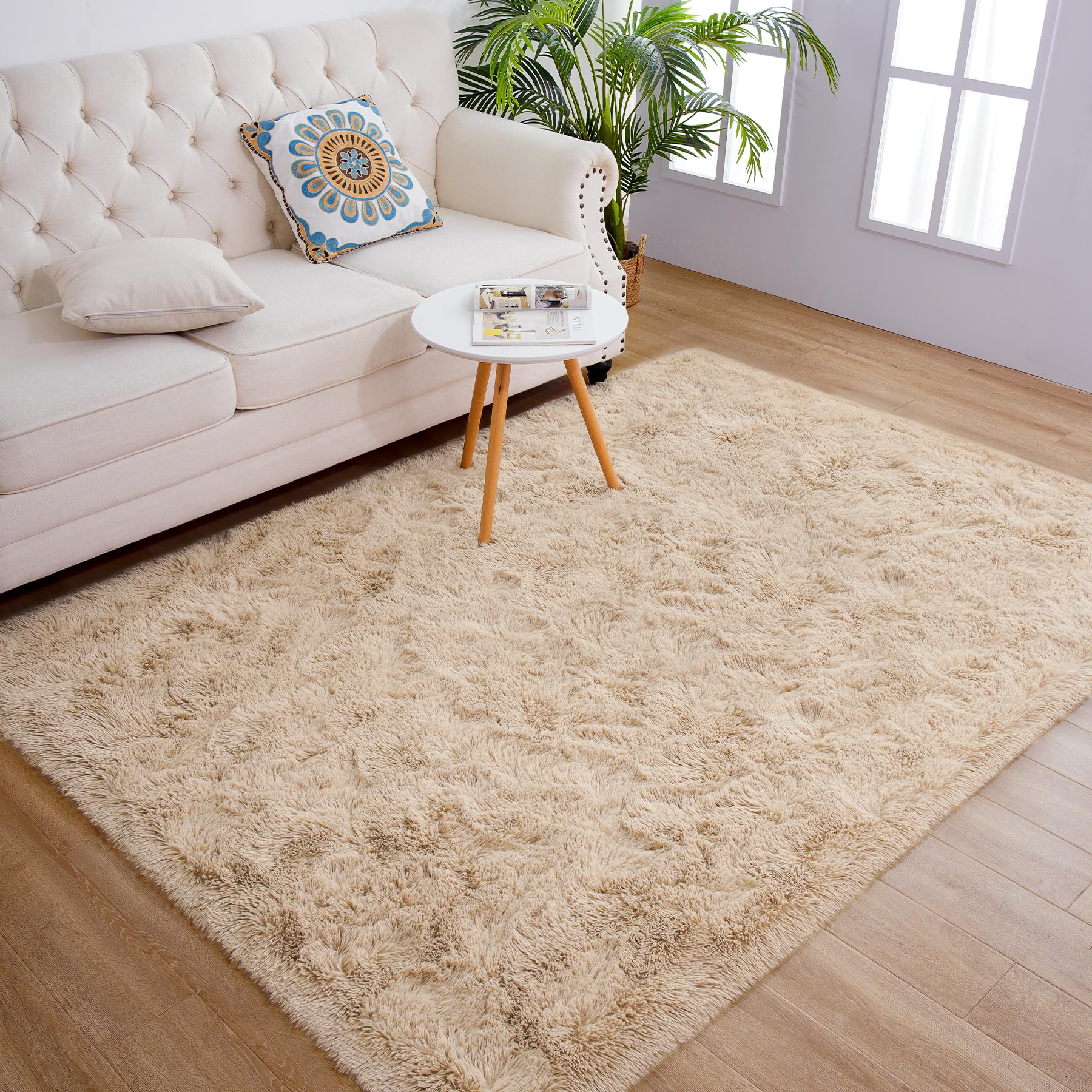 Chicrug Soft Area Rugs for Bedroom Living Room Plush Fluffy Rug 9x12 Feet, Shag Furry Area Rug Carpet Non Shedding for Nursery Children Kids Girls Room Home Decorative, Camel