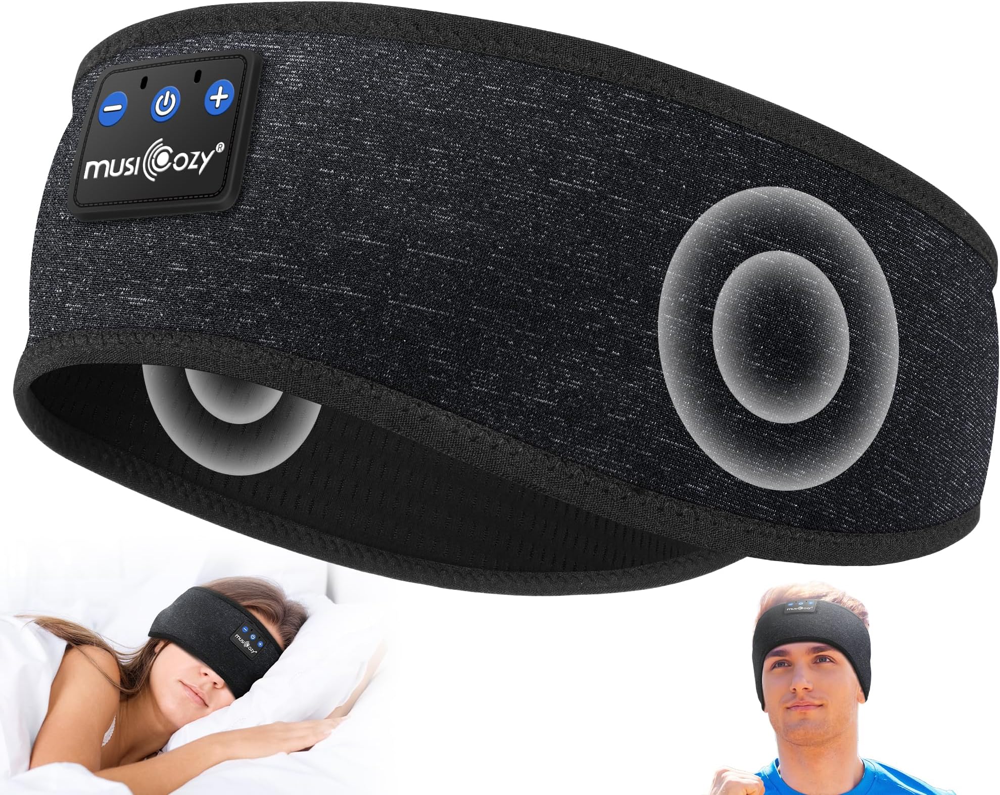 MUSICOZY Sleep Headphones Bluetooth 5.4 Headband, Wireless Earphones Music Sleep Earbuds Sleeping Eye Mask with HD Stereo Speakers for Workout Running Travel Yoga, Ideal Gifts for Men Women Mom Dad