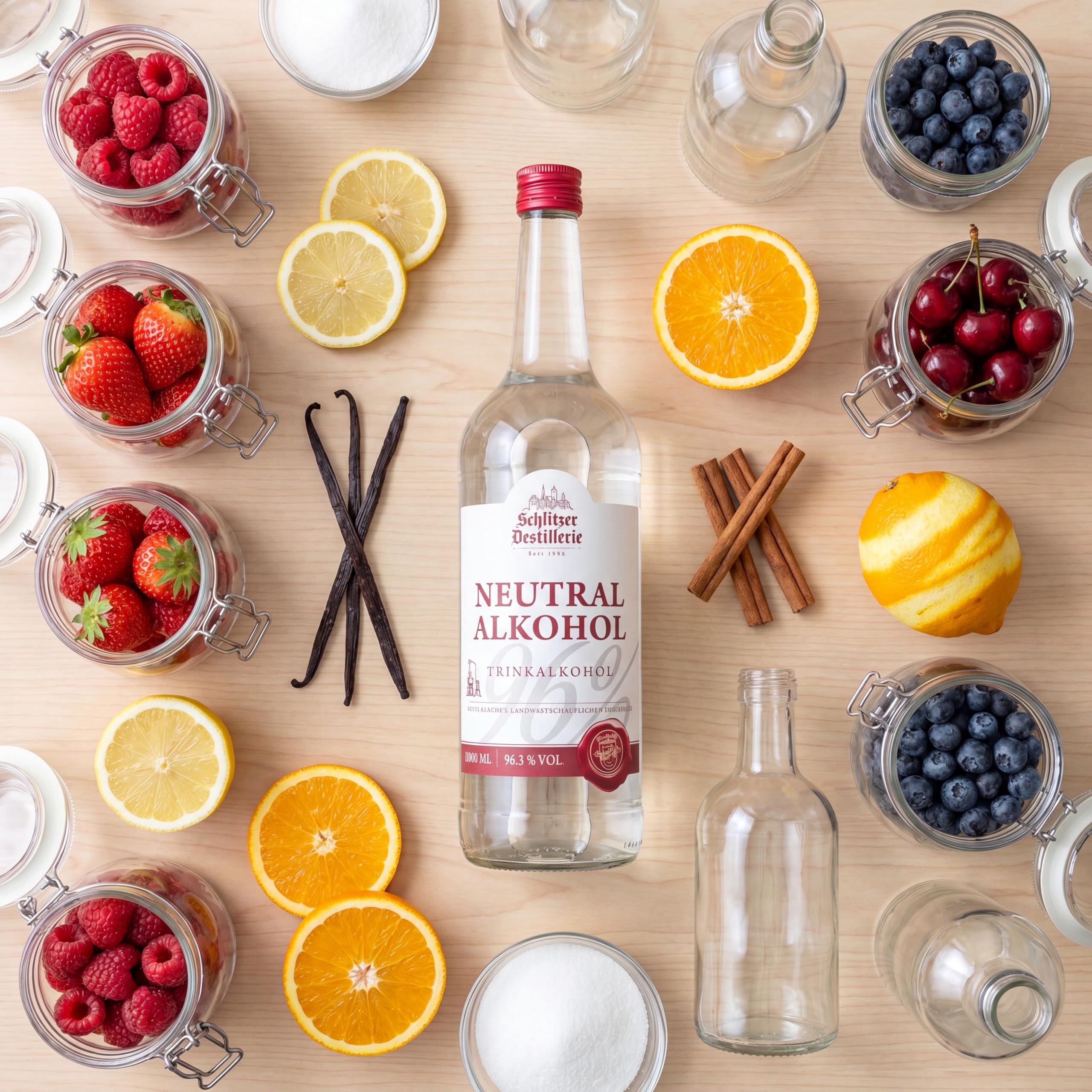 Schlitzer Neutralalkohol 96,3% vol. 1 l extra fein filtriert hochrein Weingeist Likören Tinkturen Kosmetik