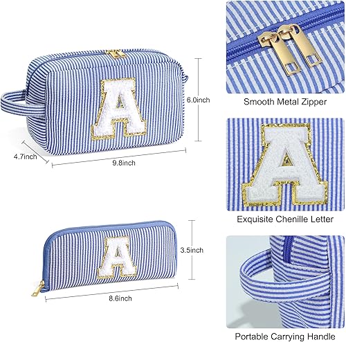 Miniatura 3 de YOOLIFE Bolsa de maquillaje rosa grande y personalizada, bolsa de maquillaje con inicial, bolsa de regalo para mujeres y cumpleaños, Actualización