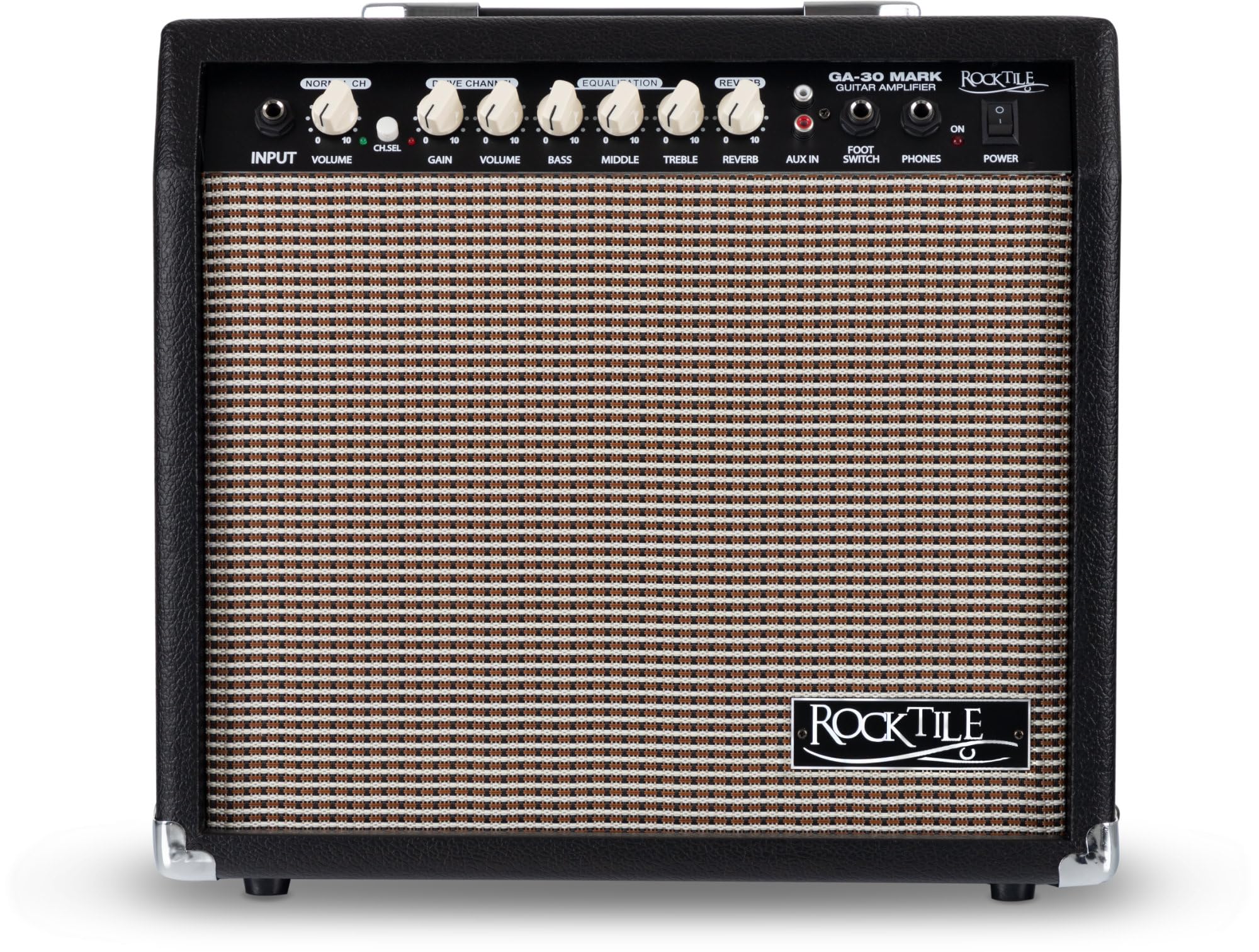 Amplificatore per Chitarra Rocktile GA-30 Mark (combo chitarra 30 watt, 2 canali (Clean/Drive), speaker 8", con effetto riverbero nero