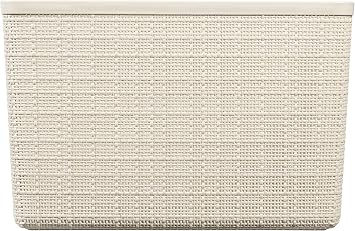 CURVER Jute Basket 100% Recycled Plastic Rectangular, White, L: 20 L