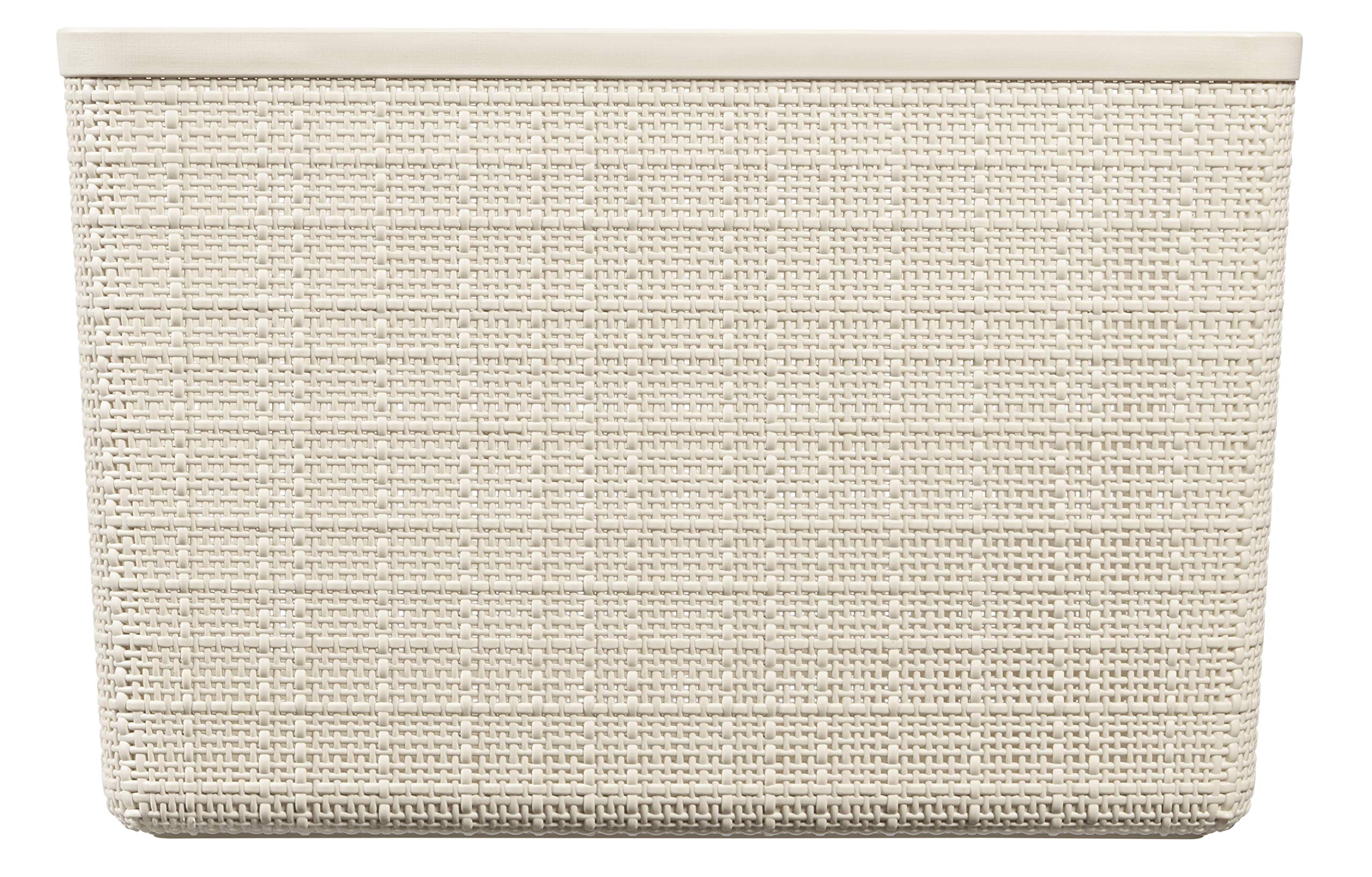 Curver Juliet- Cesta Rectangular Grande 20L, Almacenaje, Ordenación, 100% plástico Reciclado, Acabado Yute, 36x28xH23 cm, Blanco (Paquete de 4)