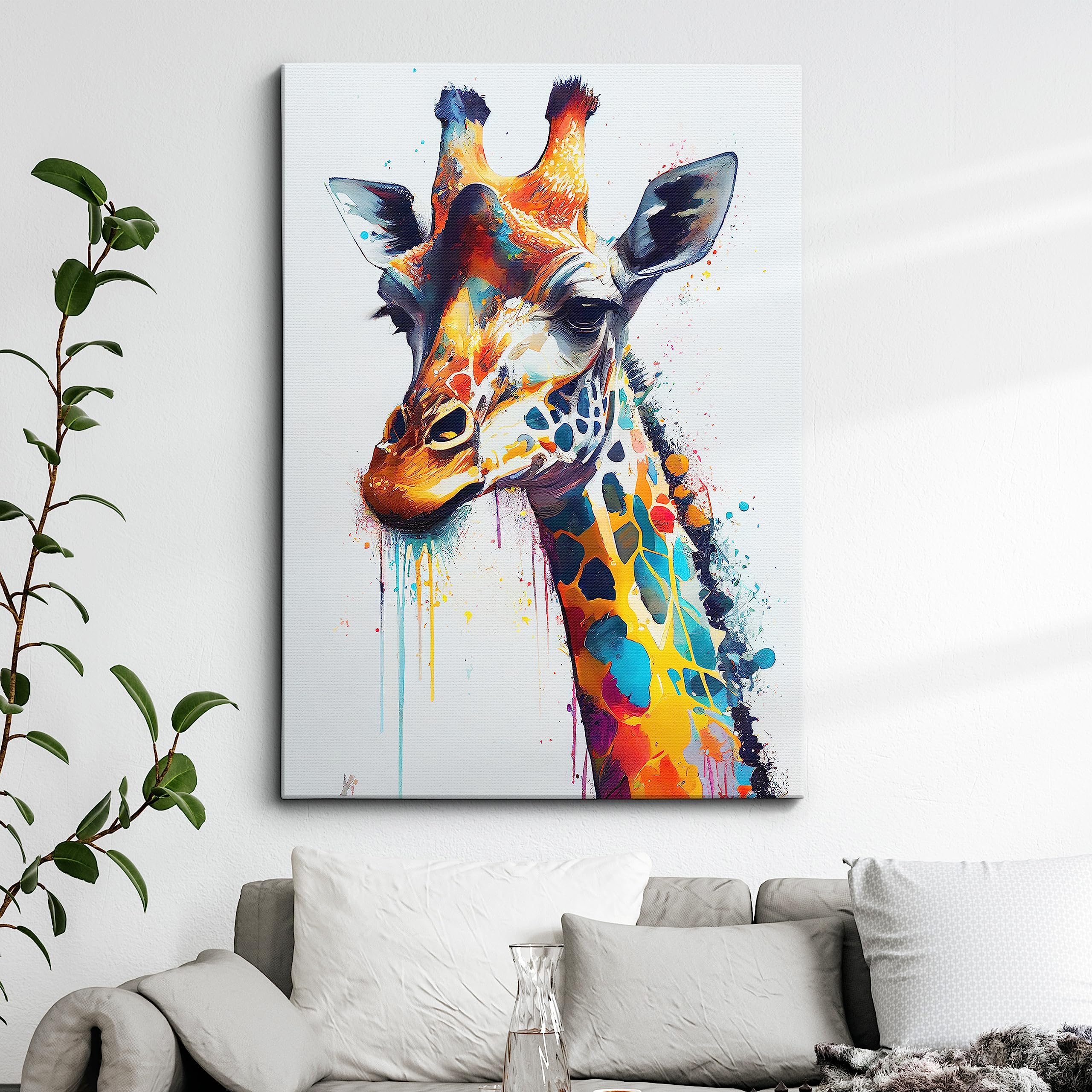 Abstract Giraffe Art IDEA4WALL Framed Canvas Print Wall Art Surreal